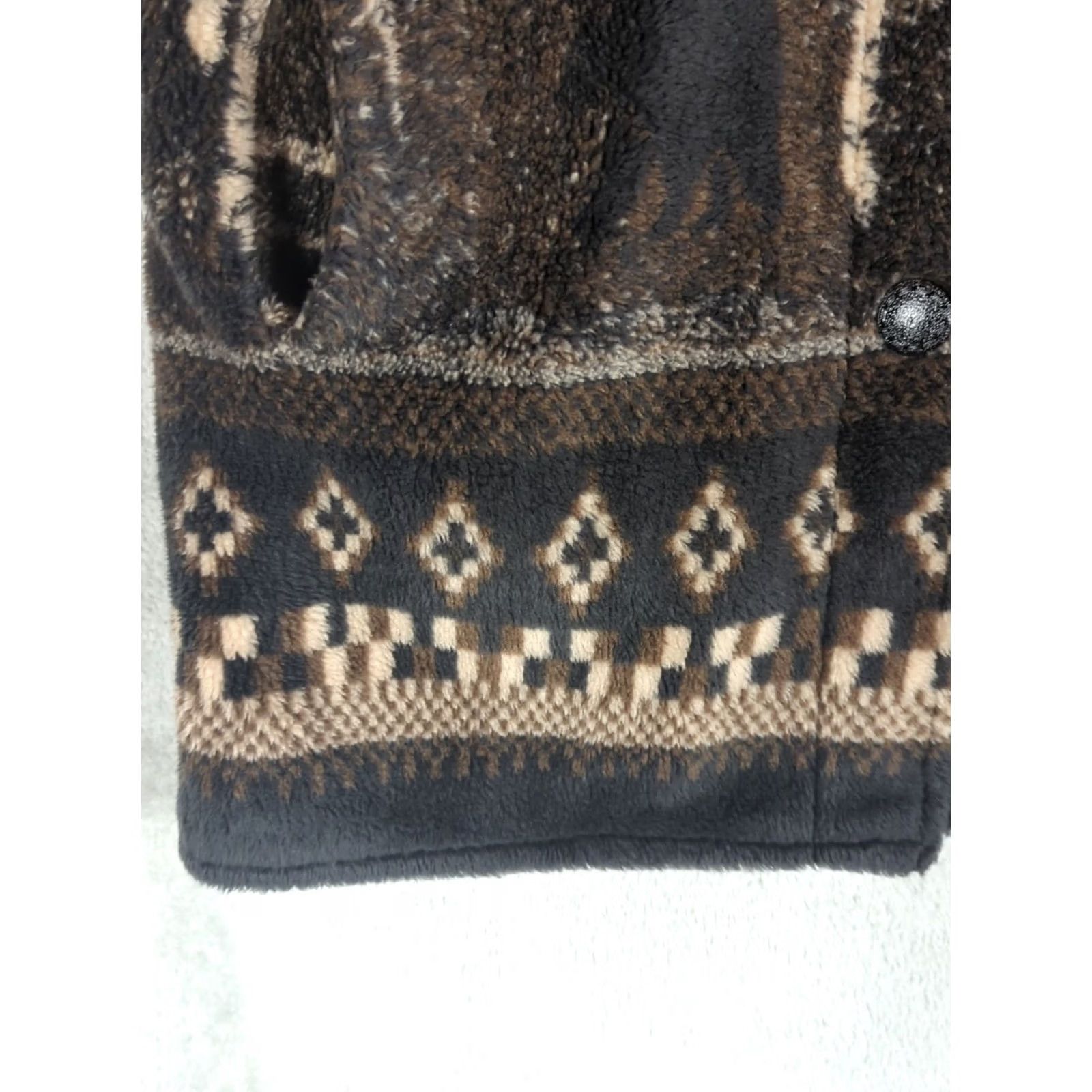 Vintage VINTAGE 90s Sherpa Fleece Jacket Women's M Cabincore Landscape Art to Wear Jacket White? Brown; OutBrook; Pockets Size M / US 6-8 / IT 42-44 - 5 Thumbnail