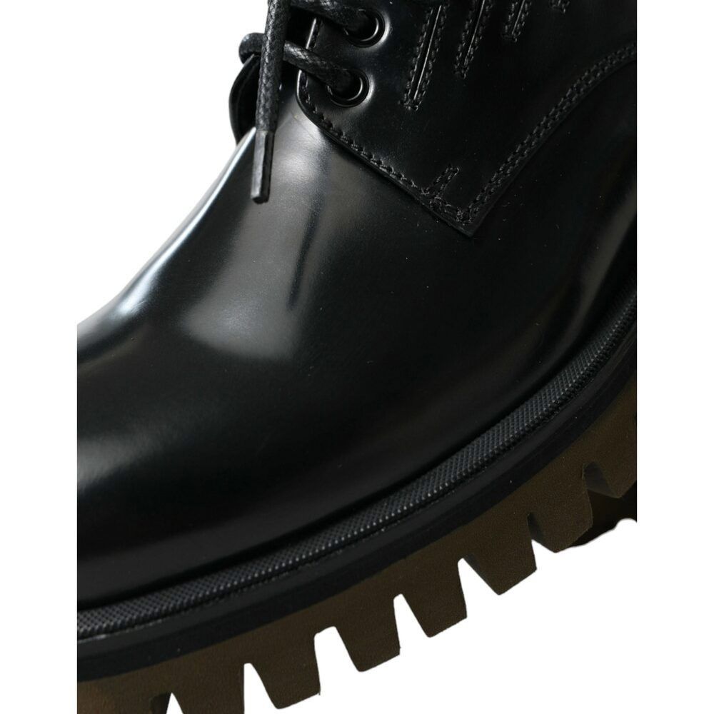 Dolce & Gabbana Dolce & Gabbana Elegant Black Leather Derby Dress Shoes Size US 6 / EU 39 - 8 Thumbnail