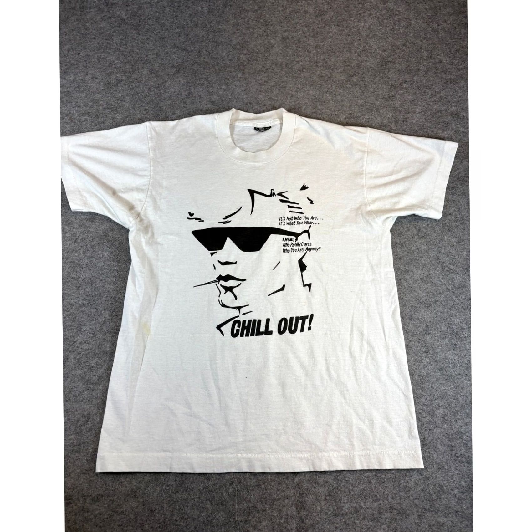 Vintage VINTAGE American Vintage Mens Large White Chill Out Graphic Tee T-Shirt 80s 90s Retro Streetwear Size US L / EU 52-54 / 3 - 2 Thumbnail