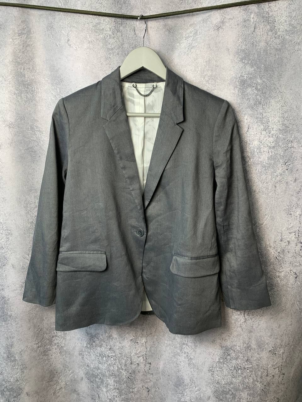 Jigsaw RRP £260 Jigsaw Grey Linen Viscose Elastane Blend Blazer Size M / US 6-8 / IT 42-44 - 2 Thumbnail