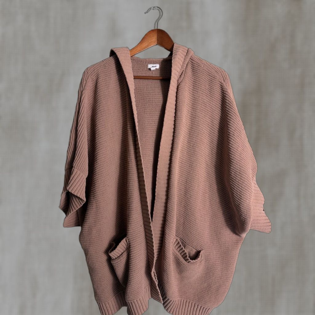 Vintage Aerie Cardigan Shirt Womens Sleeveless Hooded Taupe Pockets XL Beige Polyester Size XL / US 12-14 / IT 48-50 - 1 Thumbnail