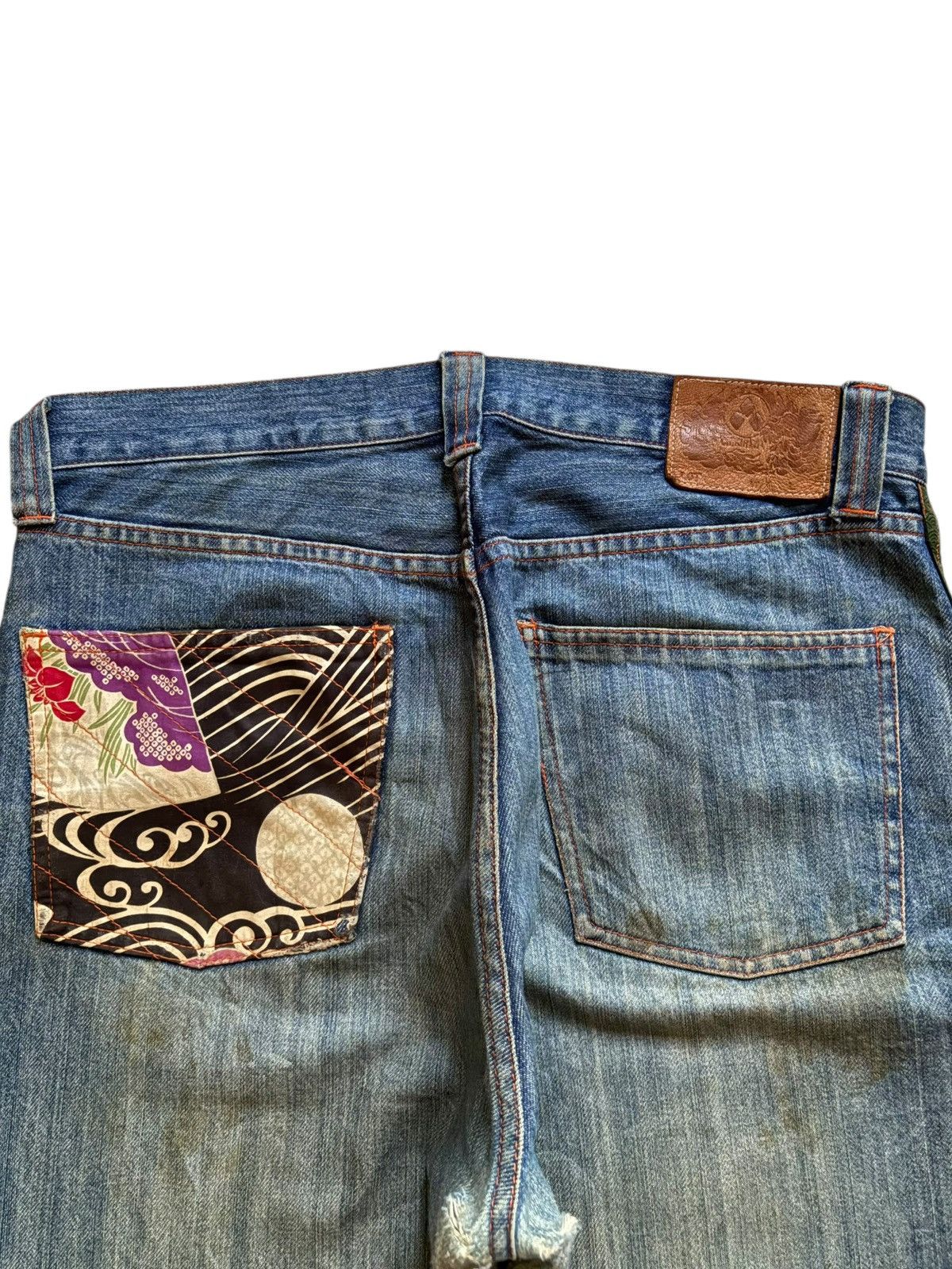 Japanese Brand Vintage Aesthetic Japan Traditional Style Print Baggy Jeans Size US 33 - 8 Thumbnail