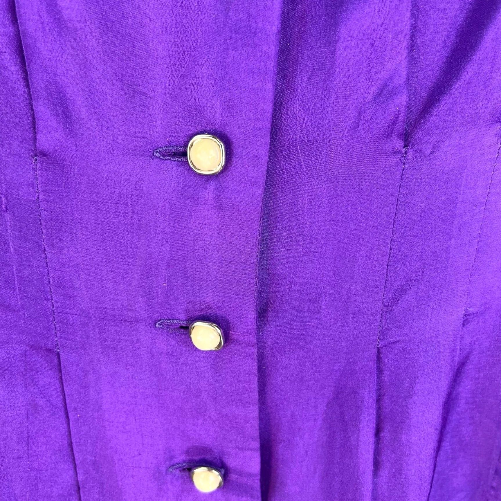 Vintage VINTAGE Pearl Blouse Womens M Purple Lace Front Buttons Pockets Tie Back 80s Size M / US 6-8 / IT 42-44 - 3 Thumbnail