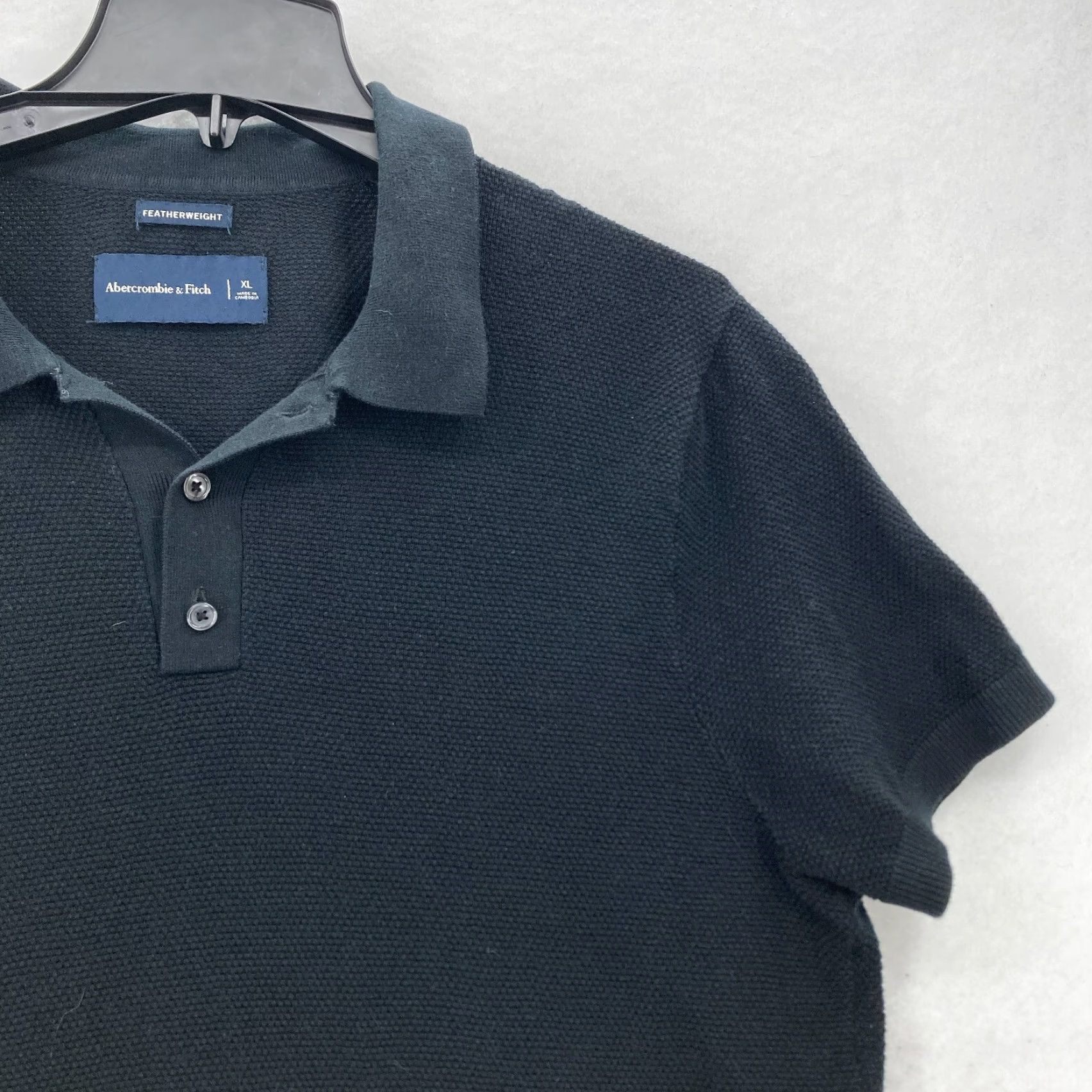 Abercrombie & Fitch Abercrombie & Fitch Featherweight Knit Polo Shirt Mens XL Black Sweater Preppy Size US XL / EU 56 / 4 - 2 Thumbnail