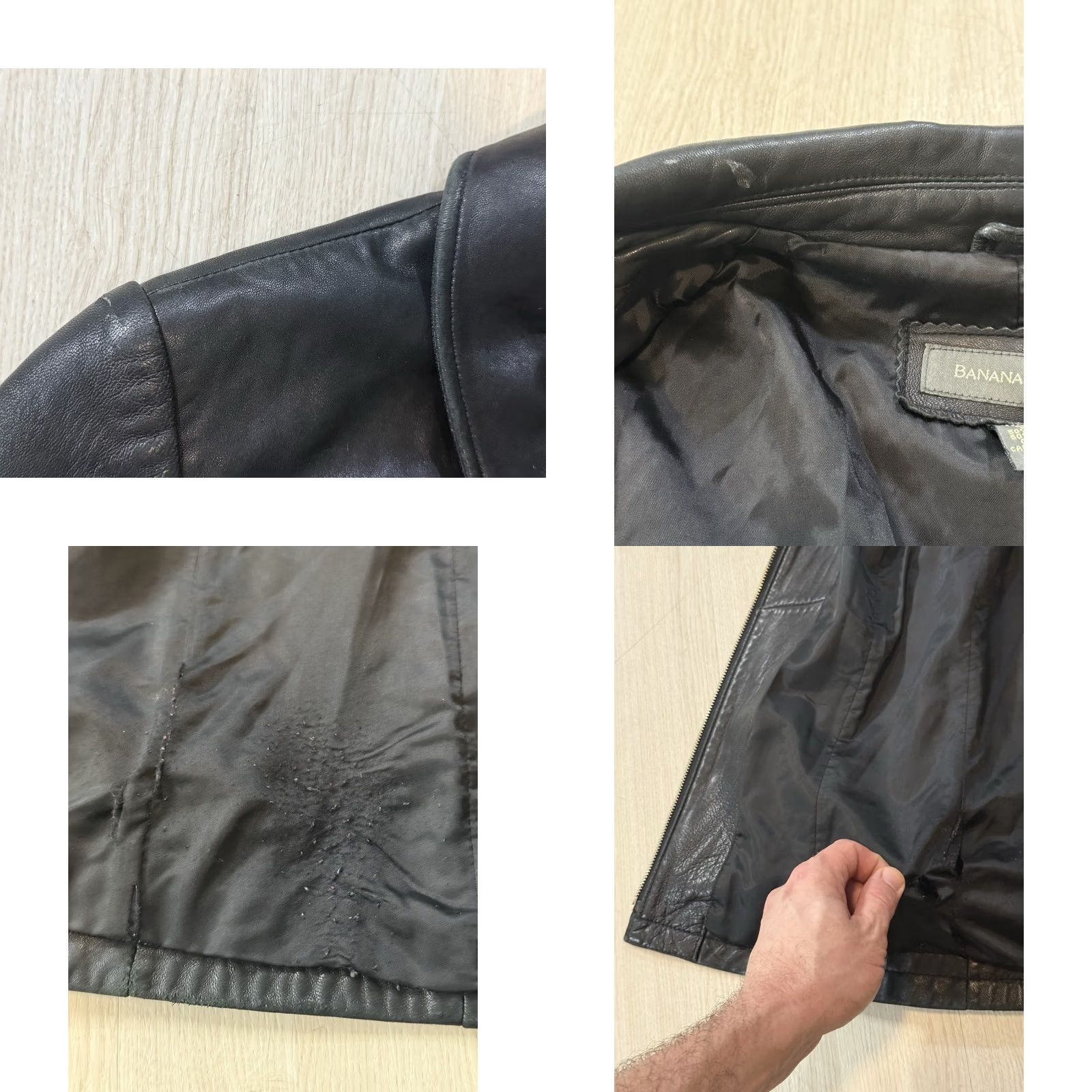 Banana Republic VINTAGE Banana Republic Leather Bomber Jacket Unisex Adults Small Black 90s Biker USA Western Hip Hop Rock | Jacket Size US S / EU 44-46 / 1 - 8 Thumbnail