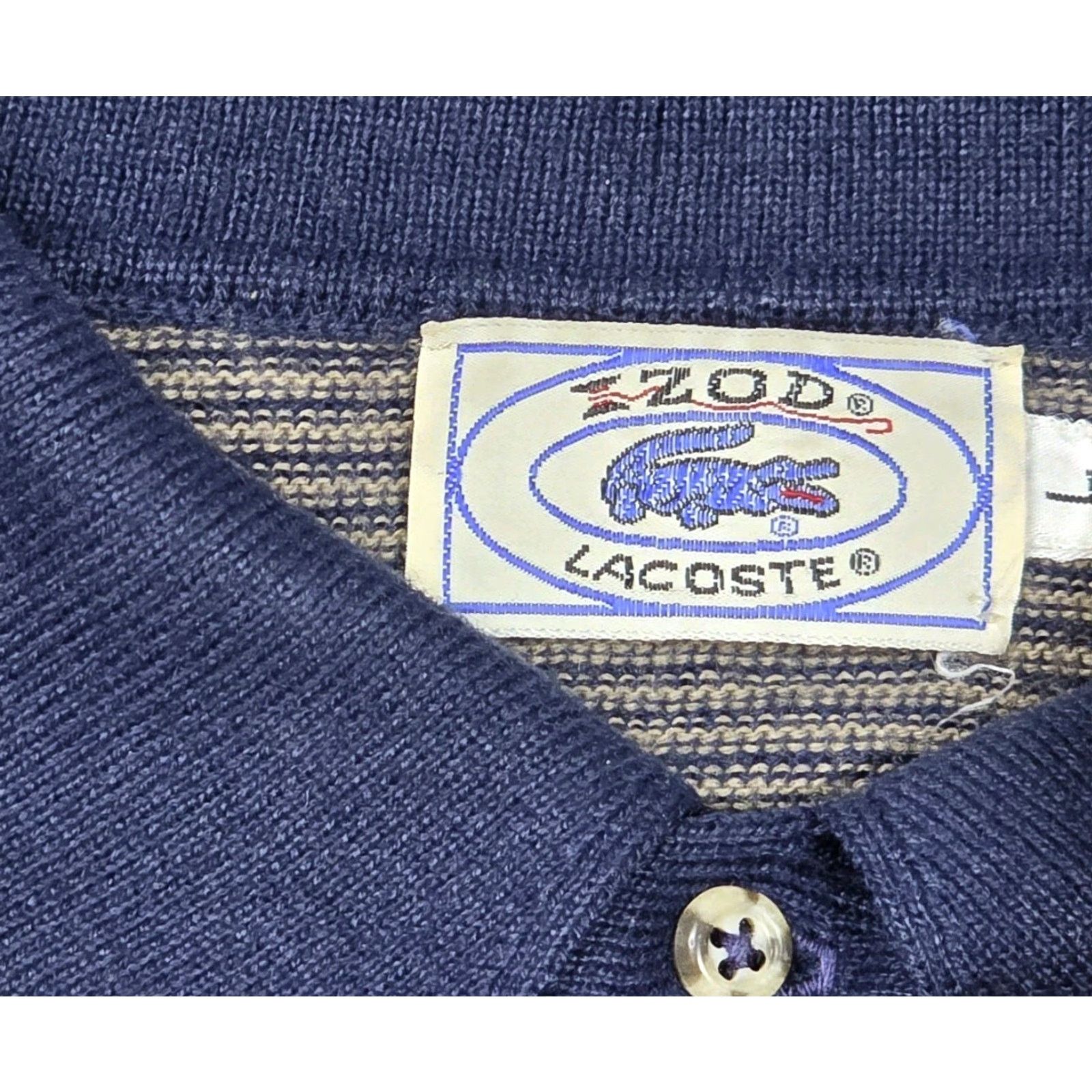 Izod VINTAGE Izod Lacoste Sweater Mens L Blue Beige Knit Polo Long Sleeve 80s Soft Size US L / EU 52-54 / 3 - 7 Thumbnail