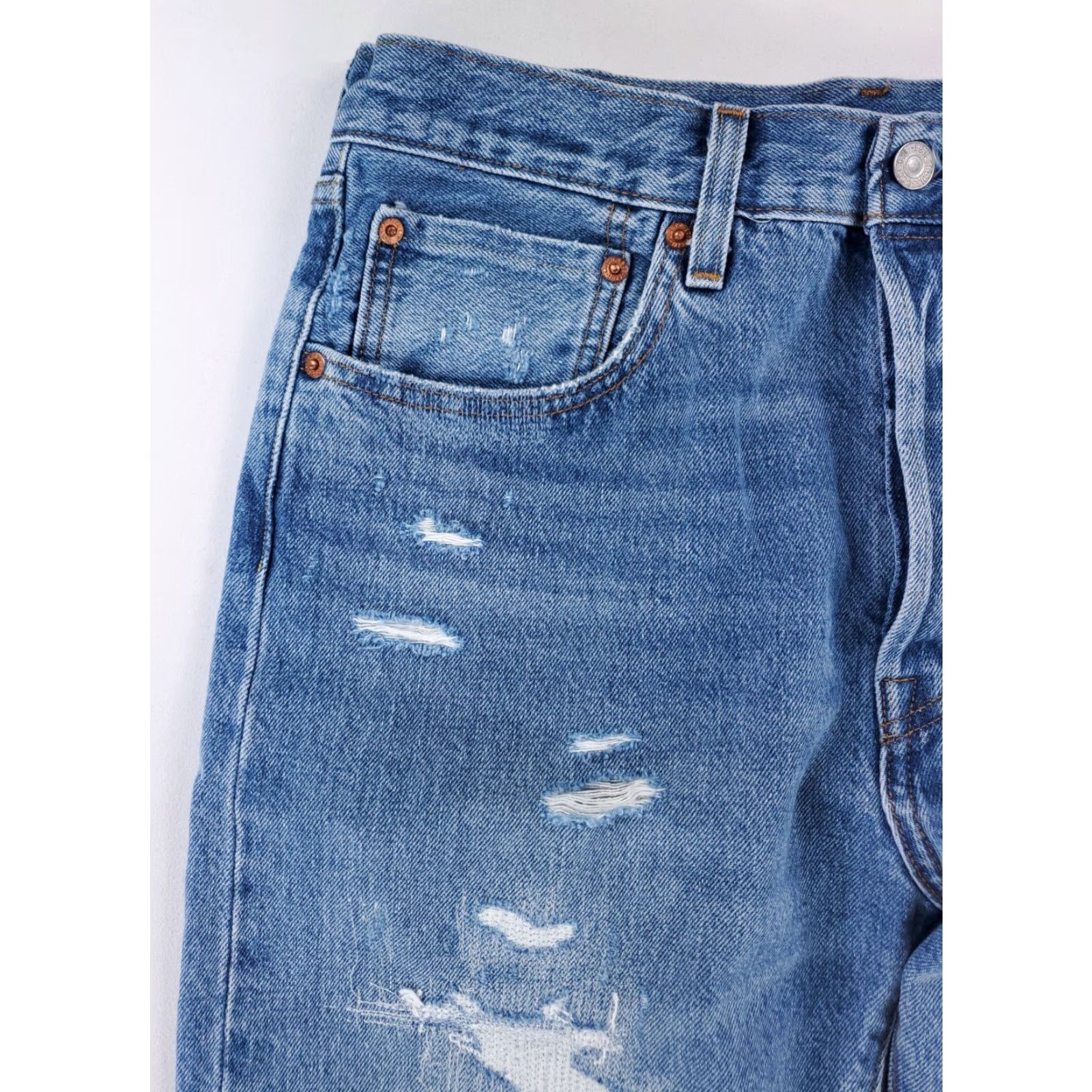 Levi's VINTAGE Levi's 501 150th Anniversary Distressed Redline Selvage Blue Jeans Mens 32 x 30 Size US 32 / EU 48 - 6 Thumbnail