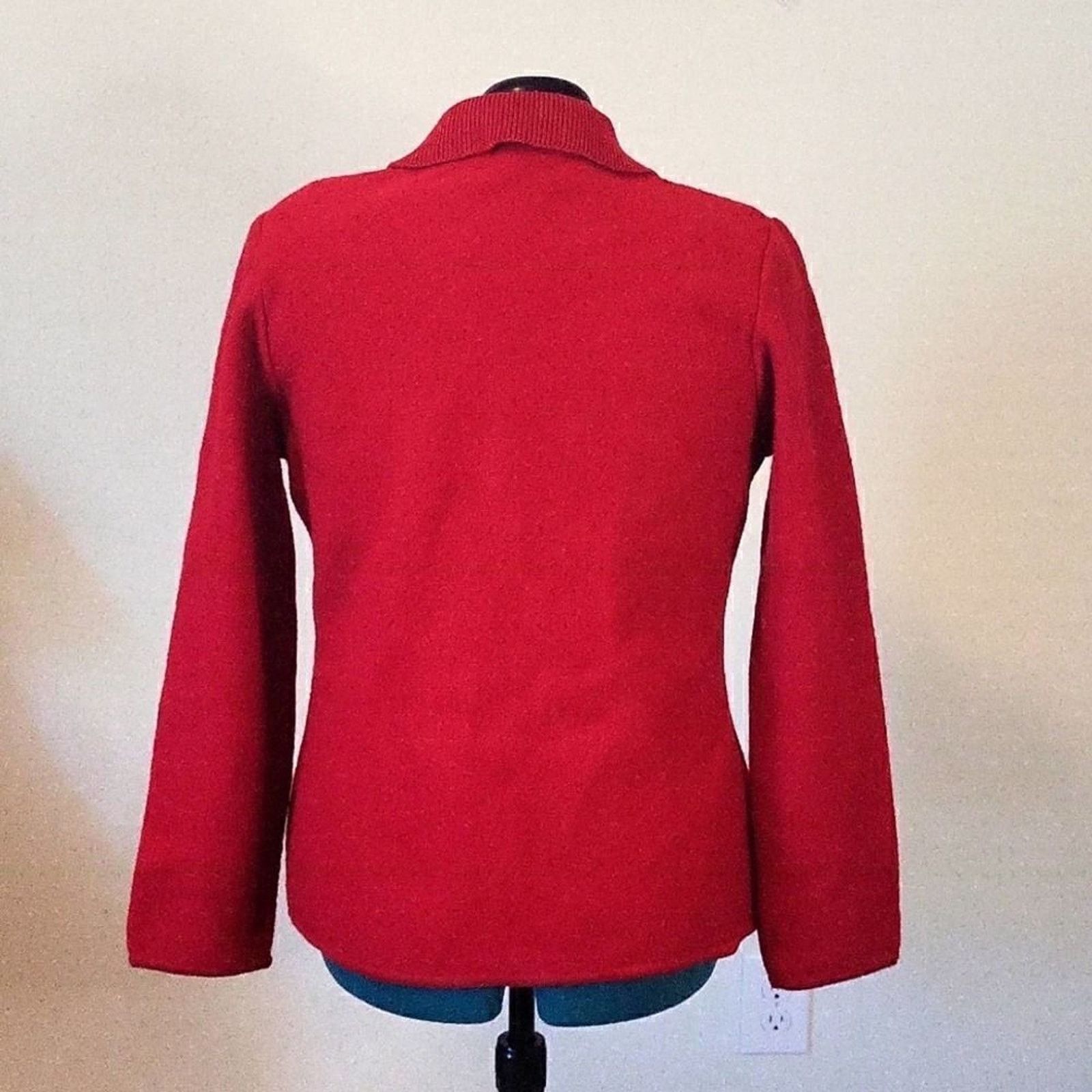 The Unbranded Brand Moonlight Bay Red Wool Jacket M Hand Embroidered Beaded Size M / US 6-8 / IT 42-44 - 4 Thumbnail