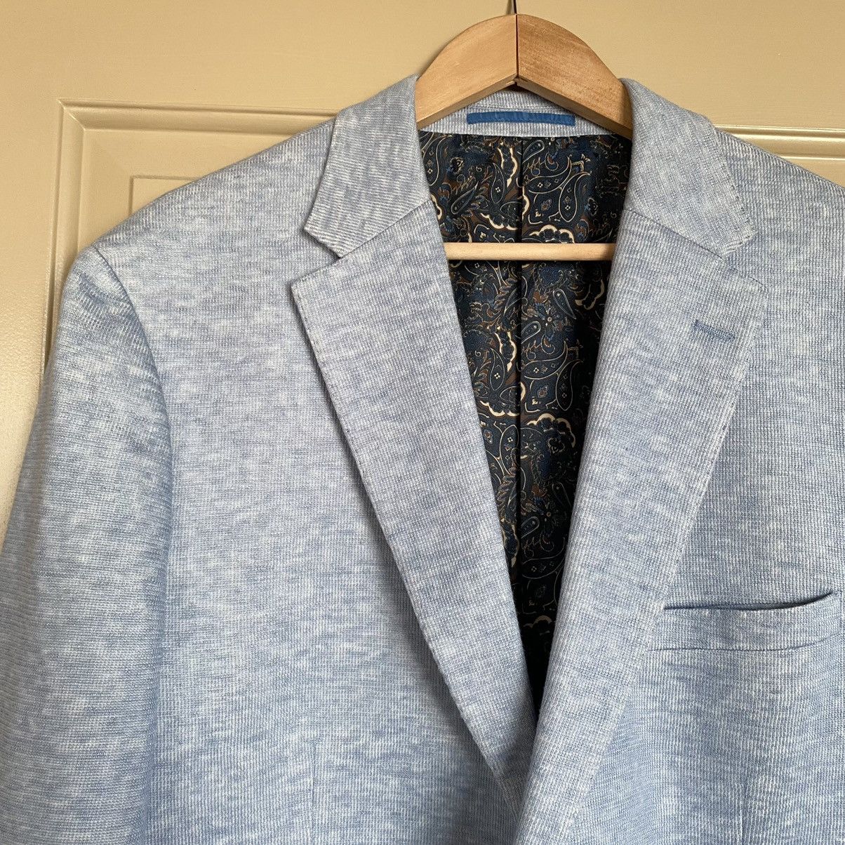 Other JW BELL Light Blue Knit Blazer Cotton Linen Lined 46R Size 46R - 2 Thumbnail