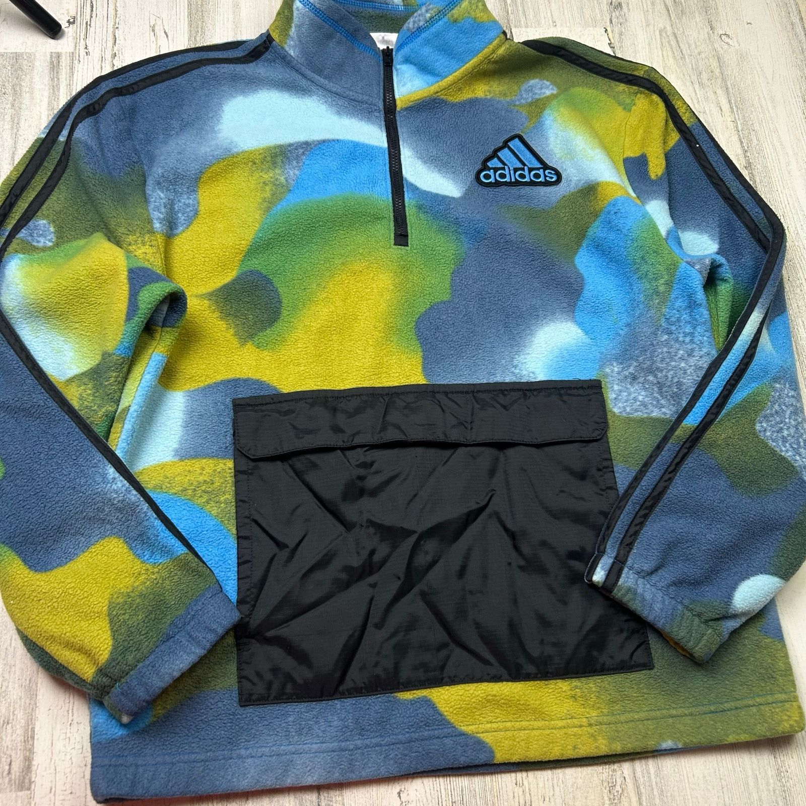 Adidas Adidas Youth Boys Pull-Over Abstract Quarter-Zip Sweater Size US XL / EU 56 / 4 - 3 Thumbnail