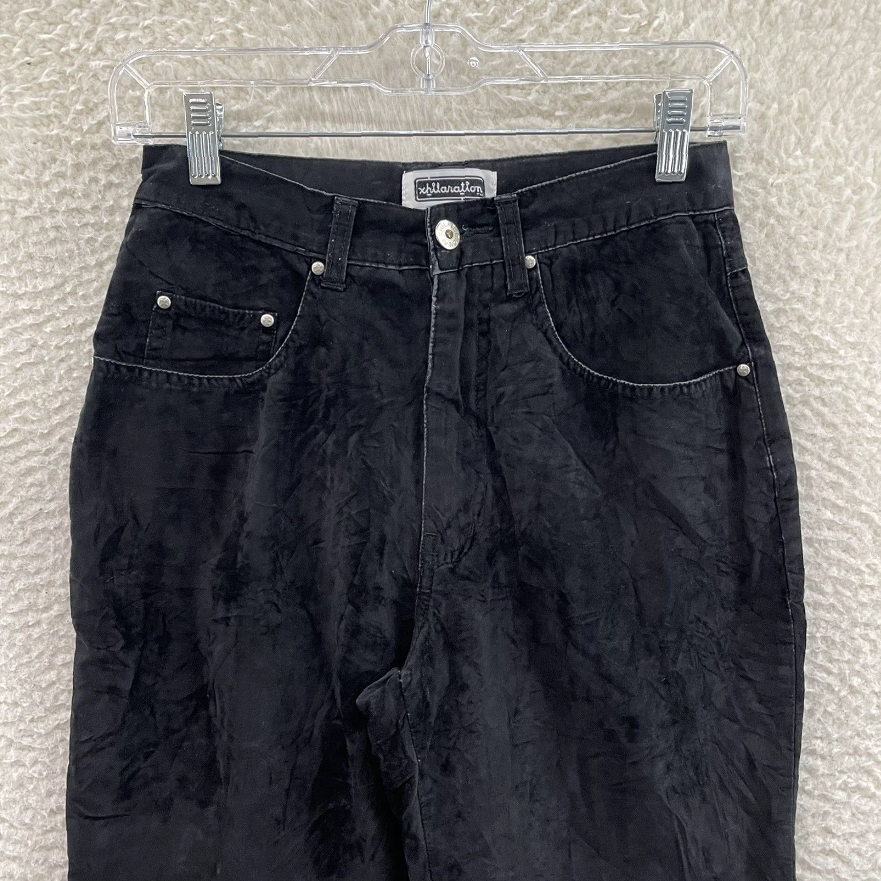 Vintage VINTAGE Y2K Faux Leather Pants Petite Short High Waisted 26 in 27 in Black Xhilaration 6P Womens Glam Rock Size 28" / US 6 / IT 42 - 3 Thumbnail