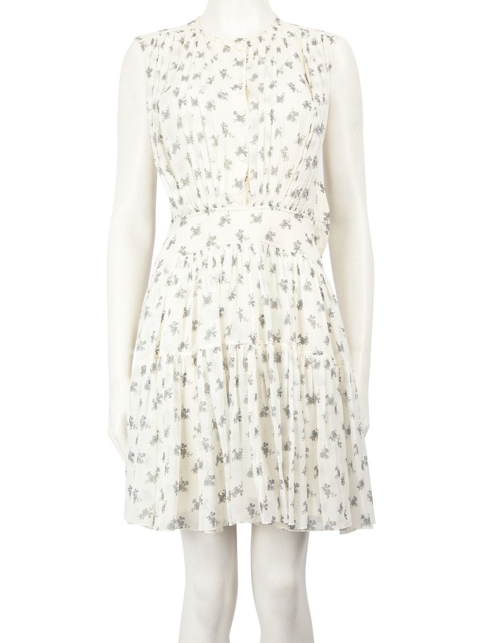 image of Chloe White Silk Floral Print Dress, Women's (Size XS)