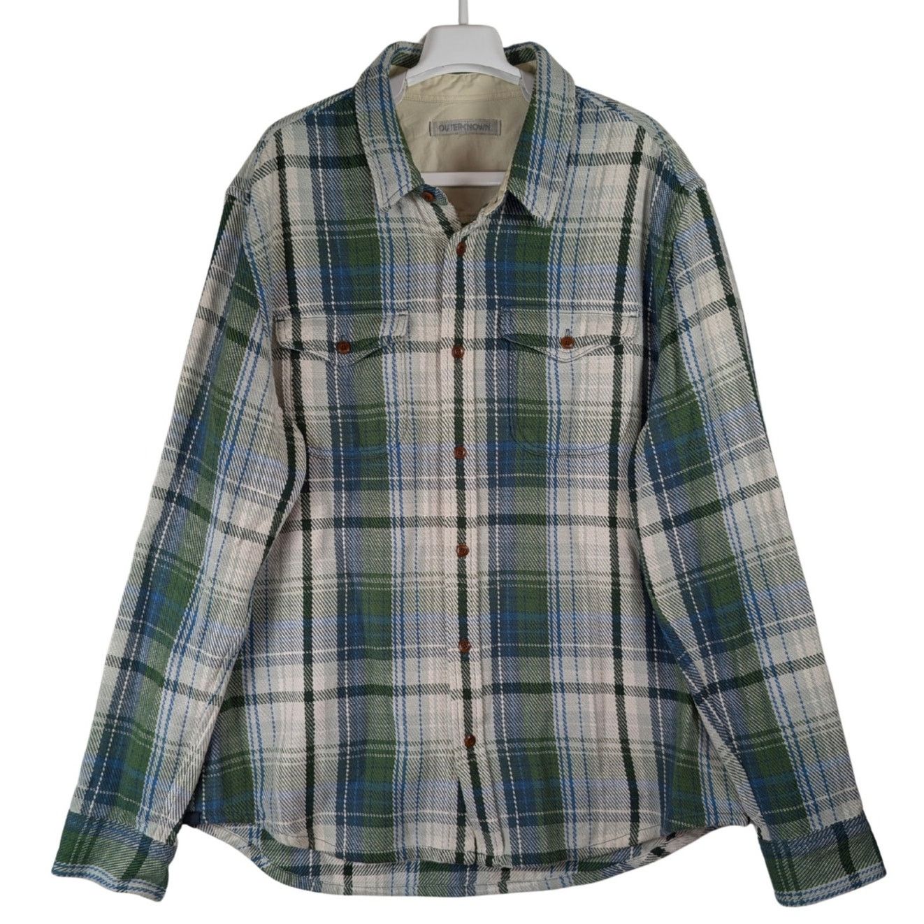 Outerknown Outerknown Blanket Shirt Green Blue Plaid Long Sleeve Men’s Size US XL / EU 56 / 4 - 1 Thumbnail