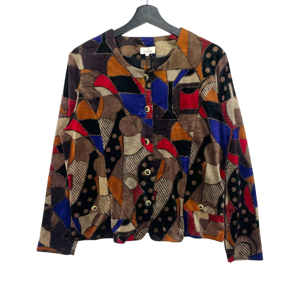 Vintage Coleus Velvet Jacket Sweater Women Multicolour
