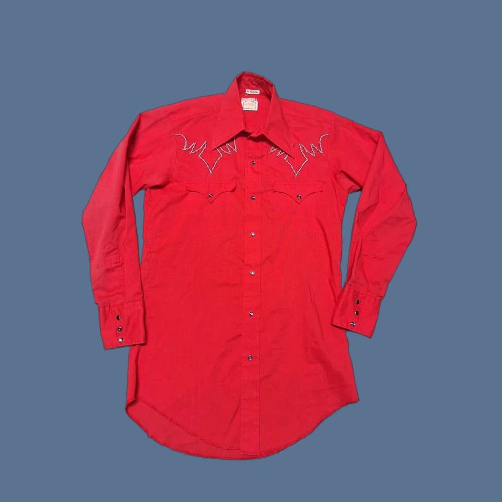 Armani VINTAGE KARMAN Western Shirt Pearl Snap Mens M Red Size US M / EU 48-50 / 2 - 1 Thumbnail