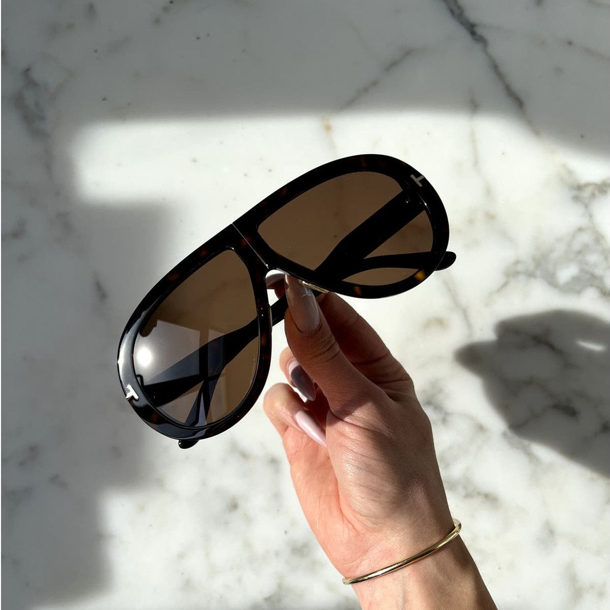 image of New Tom Ford Troy Ft0836 Aviator Sunglasses In Havana Brown, Men's
