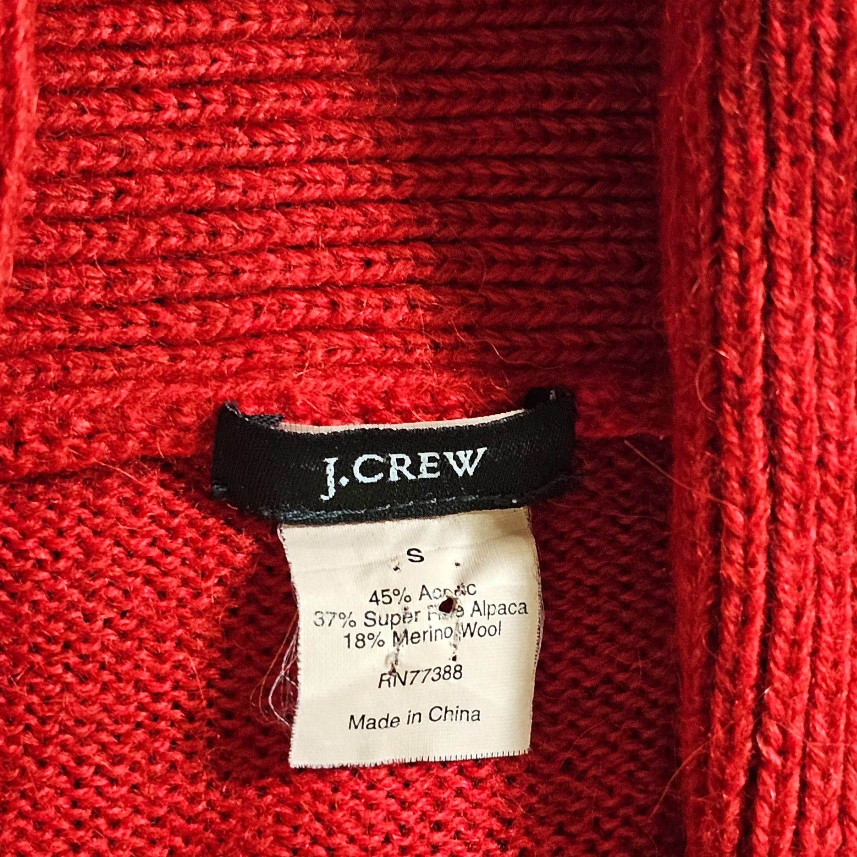 J.Crew J.CREW Sweater Top Womens Small Red Alpaca Wool Shawl Collar Long Sleeve Casual Size S / US 4 / IT 40 - 3 Thumbnail