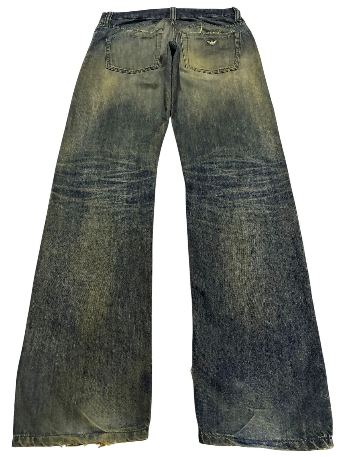 Armani Vtg 90s Emporio Armani Distressed Mud Washed Jeans Size US 33 - 2 Thumbnail