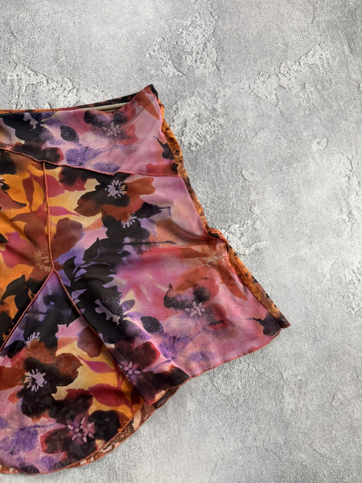 Jean Paul Gaultier Retro 90s skirt mini mesh all printed flowers 🌺 Avantgarde Size 26" / US 2 / IT 38 - 8 Thumbnail