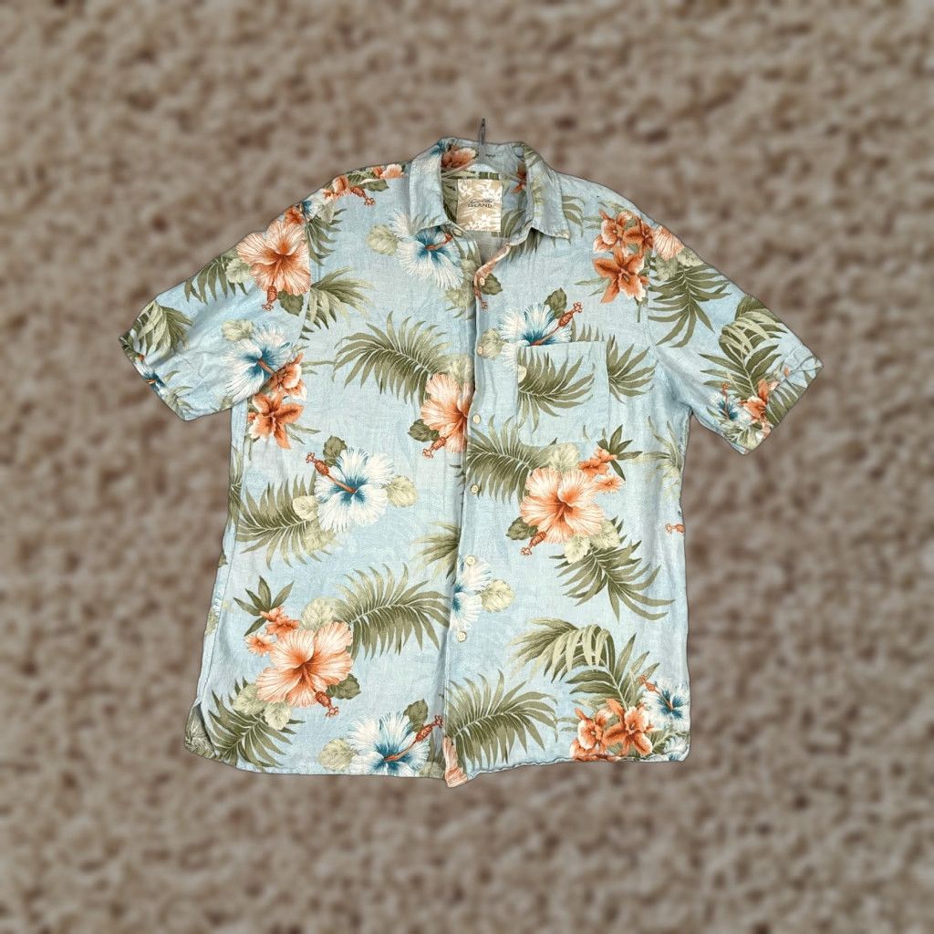 Tasso Elba Tasso Elba Shirt Men Medium Blue Floral Palm Leaf Silk Blend Hawaiian Size US M / EU 48-50 / 2 - 1 Thumbnail
