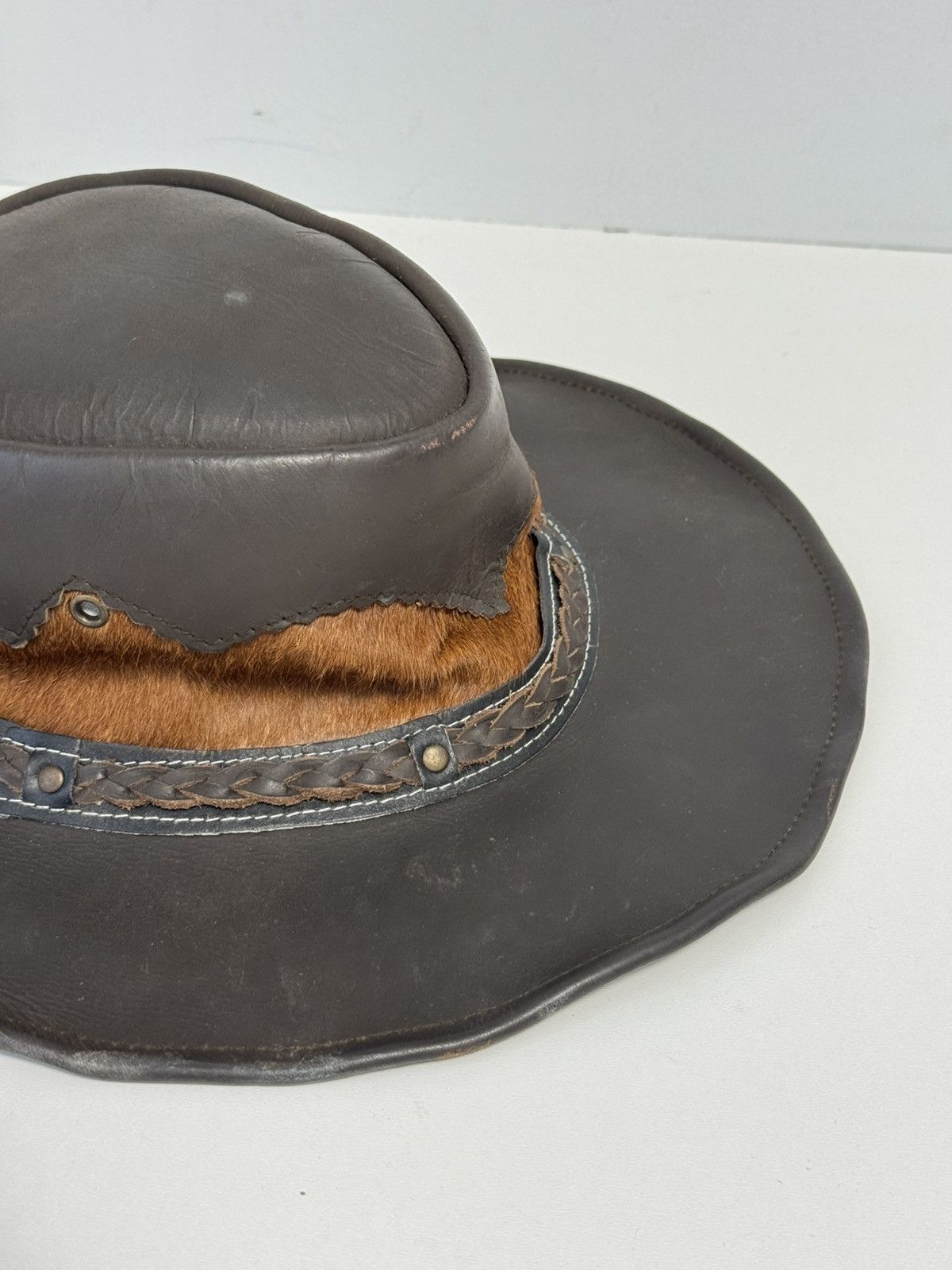 Other Kanga-Rou Brown Leather Outback Hat Vintage Australian Style Size ONE SIZE - 3 Thumbnail