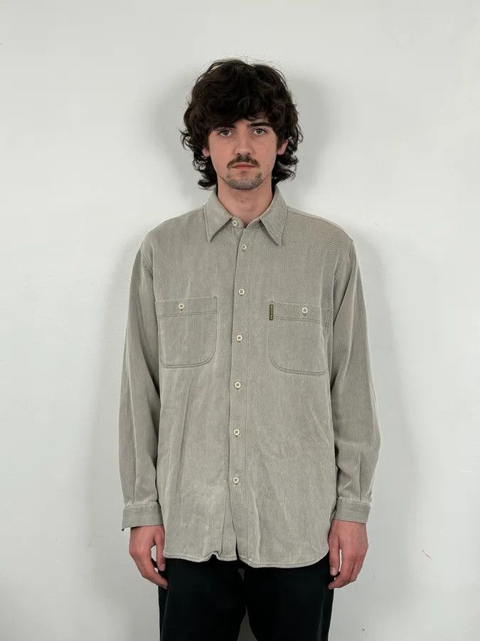 Armani 1990s Armani Khaki Grey Shirt Size US M / EU 48-50 / 2 - 2 Thumbnail