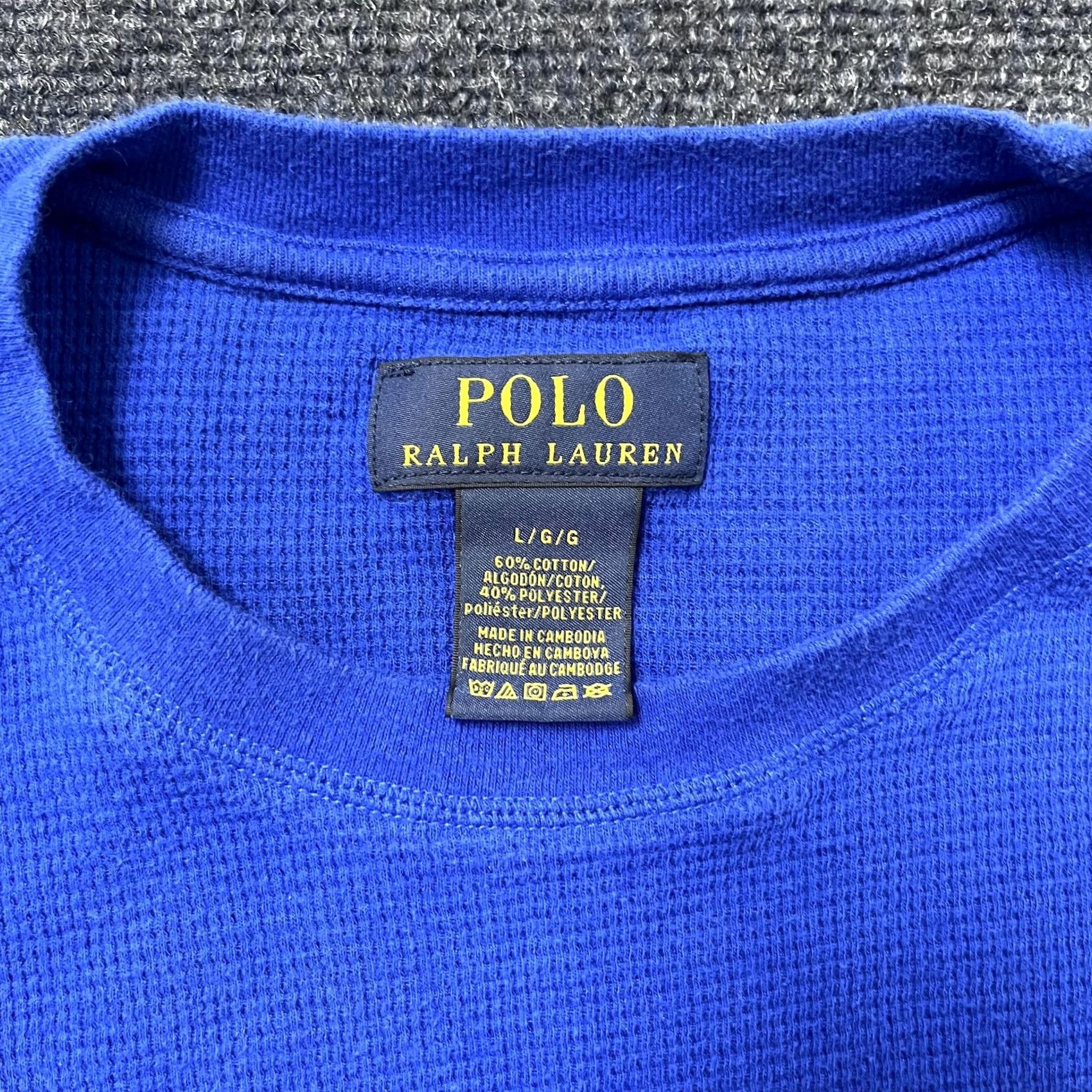 Polo Ralph Lauren Polo Ralph Lauren Shirt Mens Large Blue Thermal Waffle Long Sleeve Polo Bear Size US L / EU 52-54 / 3 - 2 Thumbnail