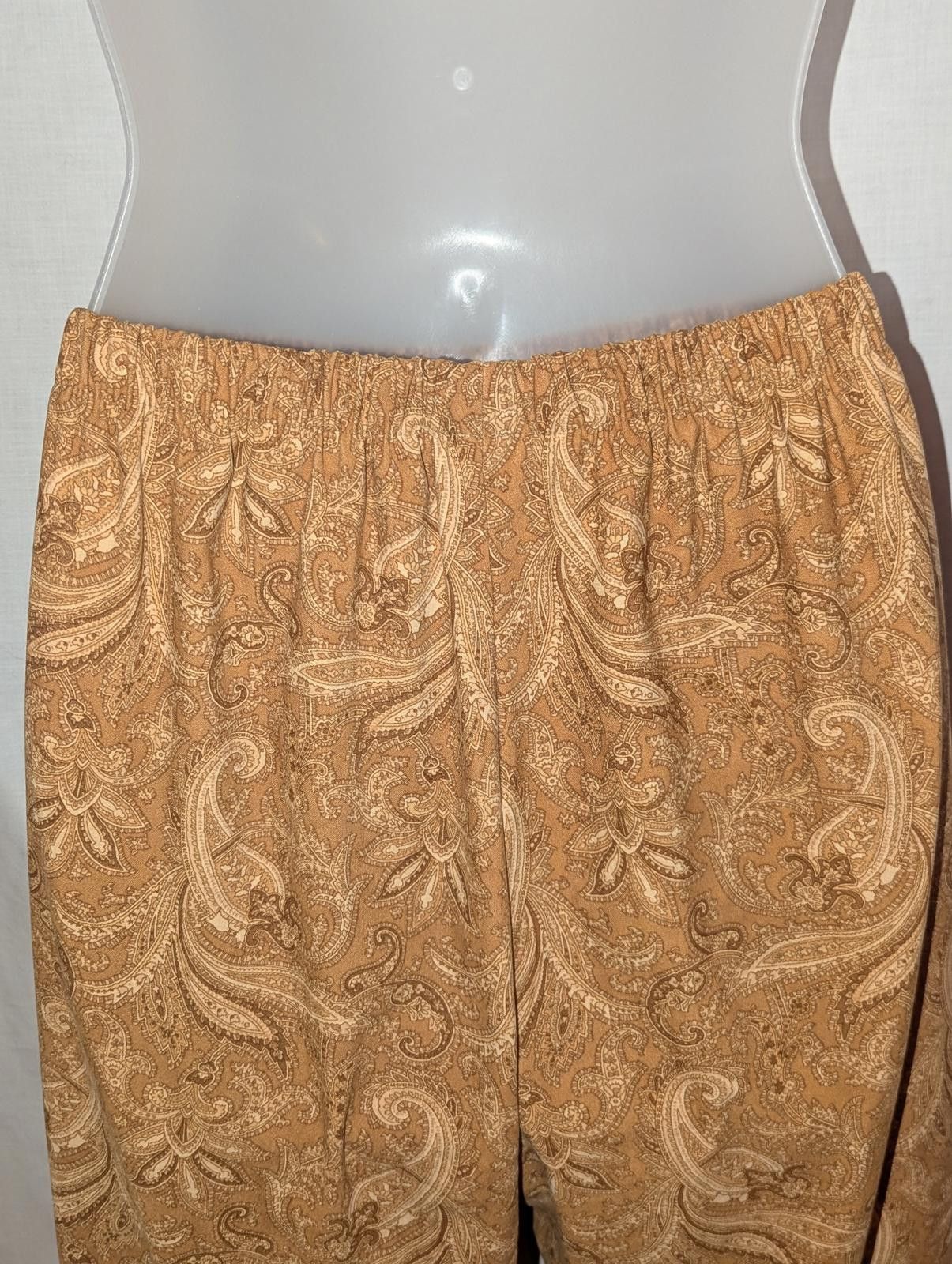Denim & Co. Vintage 90s Boho Beige Paisley Pants Women's Size S Size 28" / US 6 / IT 42 - 5 Thumbnail