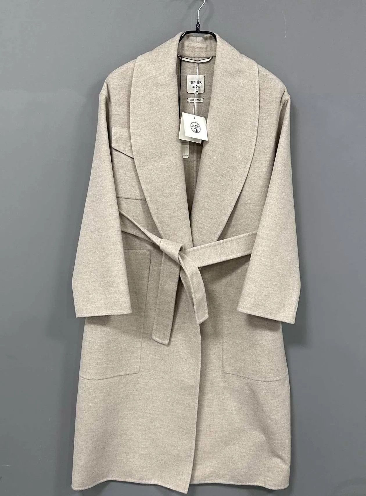 Hermes Hermès Oatmeal Cashmere Lapel Coat 32 Size XXS / US 00 / IT 34 - 1 Thumbnail