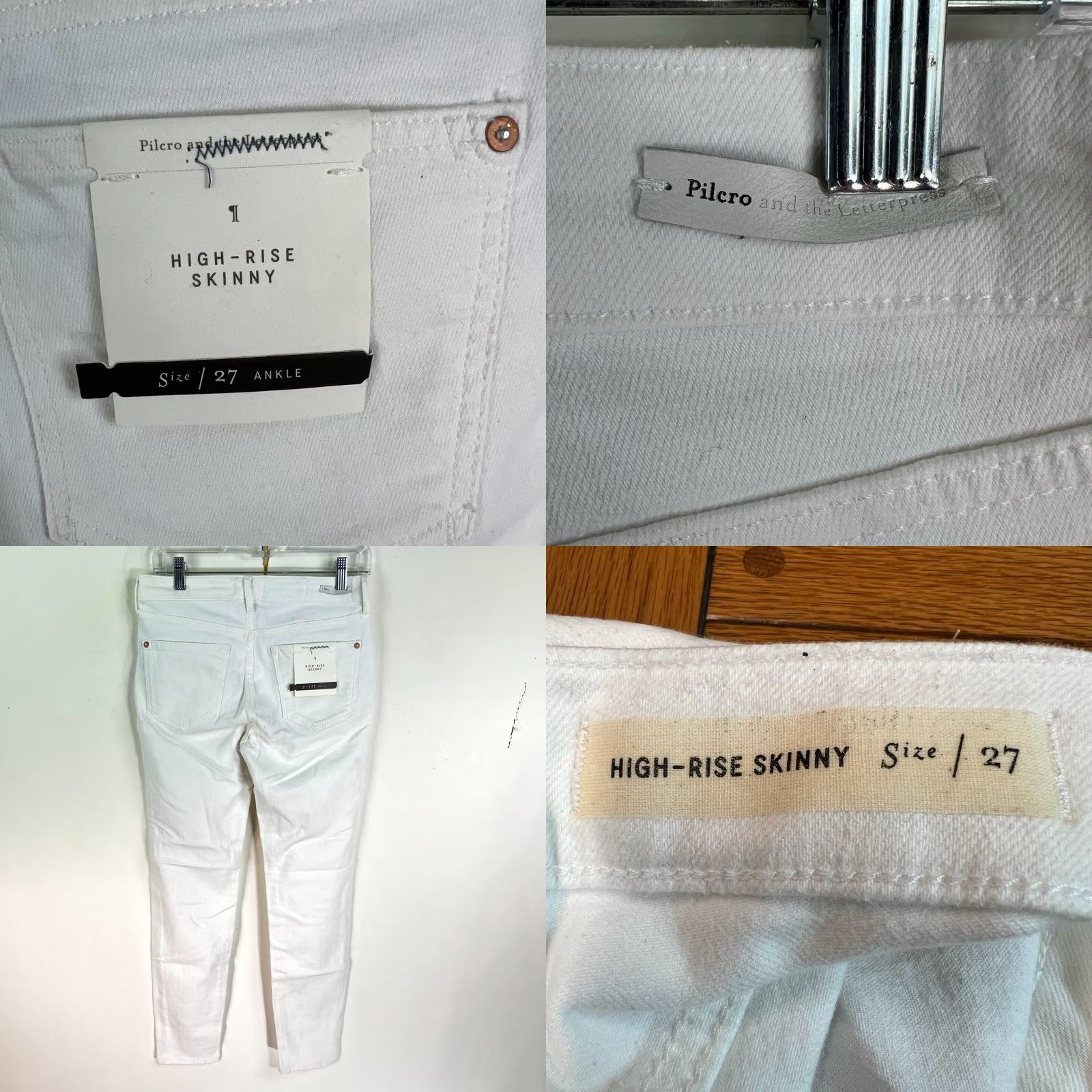 Vintage Pilcro & The Letterpress White Denim Jeans Women's 29 Ankle High Rise 28x28 Size 29" - 8 Thumbnail