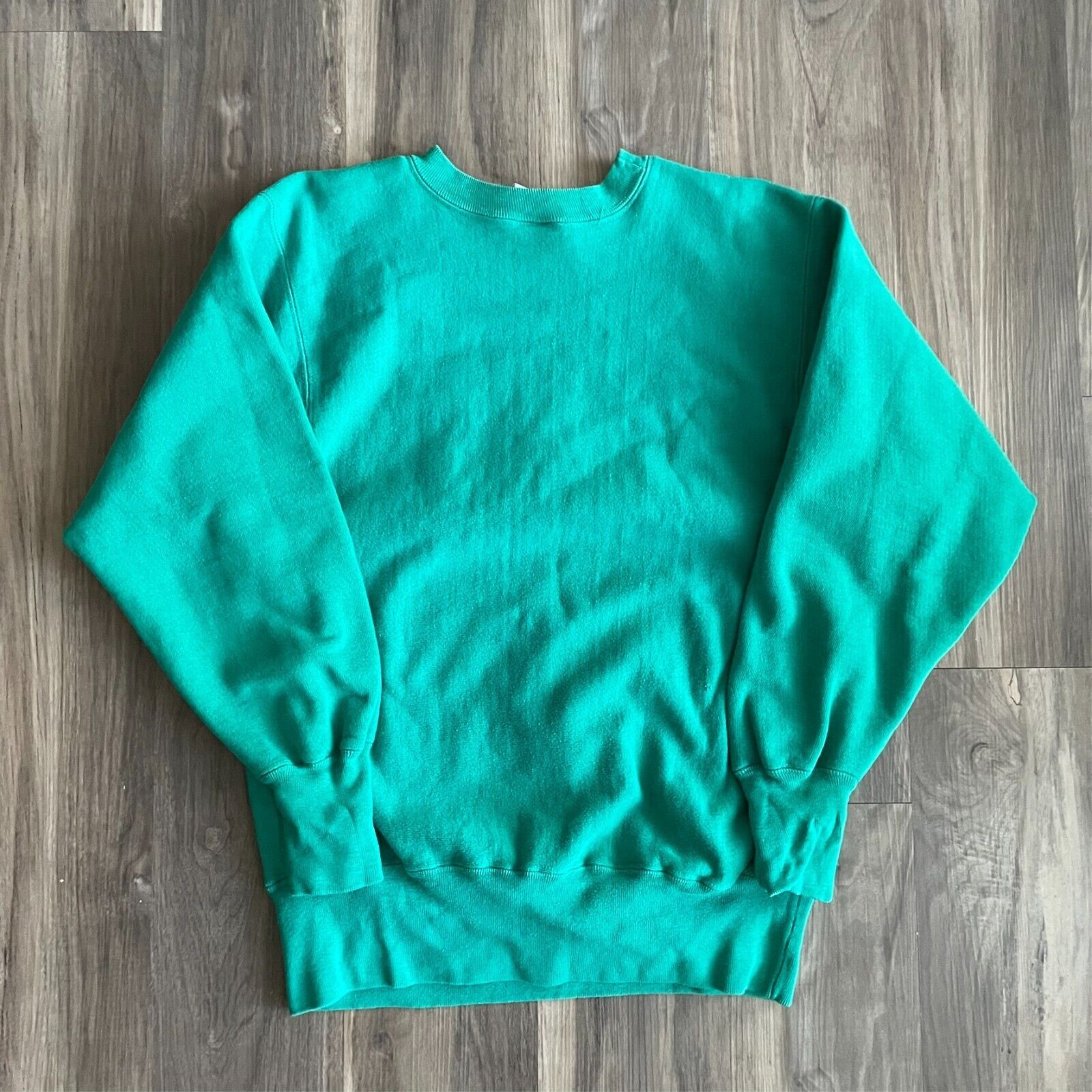 Champion × Vintage Vintage 90s Champion Reverse Weave Sweatshirt Blank Teal Size US L / EU 52-54 / 3 - 5 Thumbnail