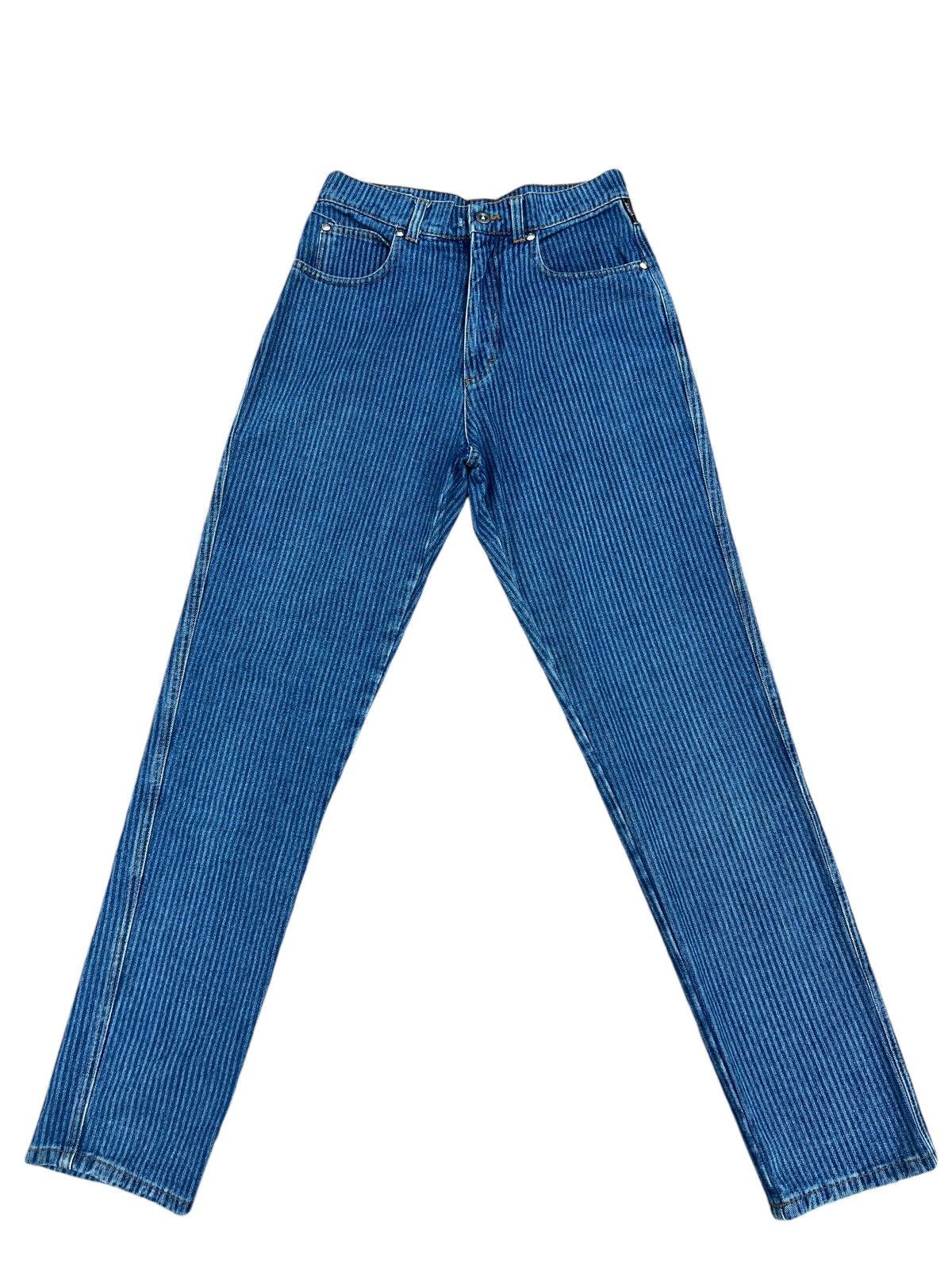 Versace × Vintage Vintage 90s Versace Sport Made in Italy Striped Denim Jeans Size US 29 - 1 Thumbnail