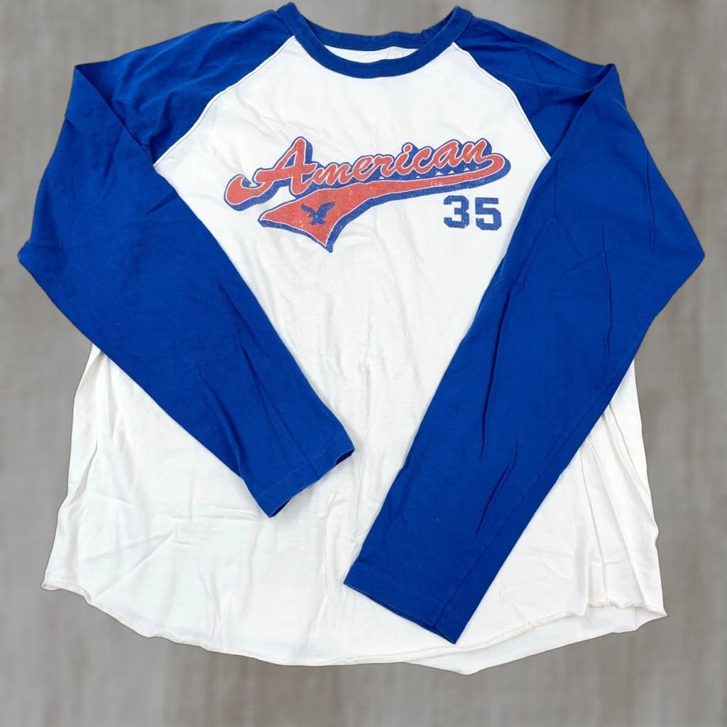 American Eagle Outfitters VINTAGE American Eagle Outfitters Shirt Men L Blue Raglan Graphic Print 90s Retro Band Hipster Rockabilly Mens Size US L / EU 52-54 / 3 - 1 Thumbnail