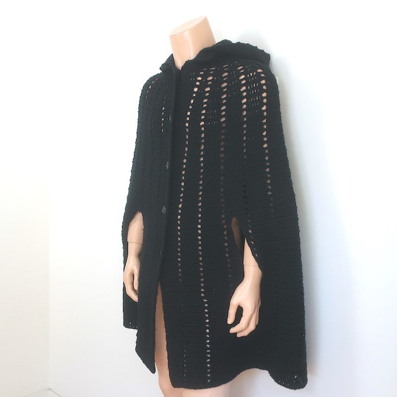 Saint Laurent Paris Saint Laurent Crocheted Cape Black Virgin Wool Size Large Size US L / EU 52-54 / 3 - 2 Thumbnail