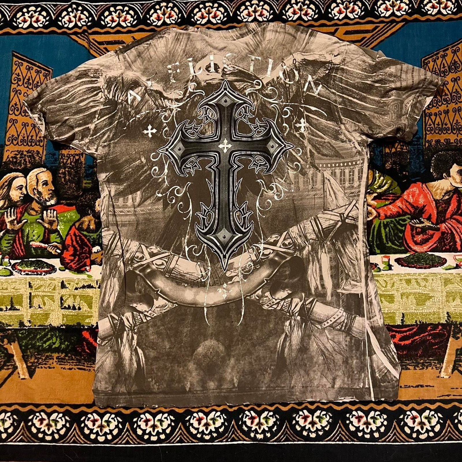 Affliction Mens affliction shirt y2k tapout cross wings mma elite punk Size US L / EU 52-54 / 3 - 2 Thumbnail