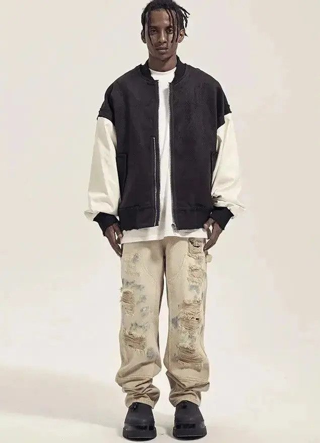Japanese Brand Beige Paint Splatter Distressed Denim Jeans y2k Size US 30 / EU 46 - 3 Thumbnail