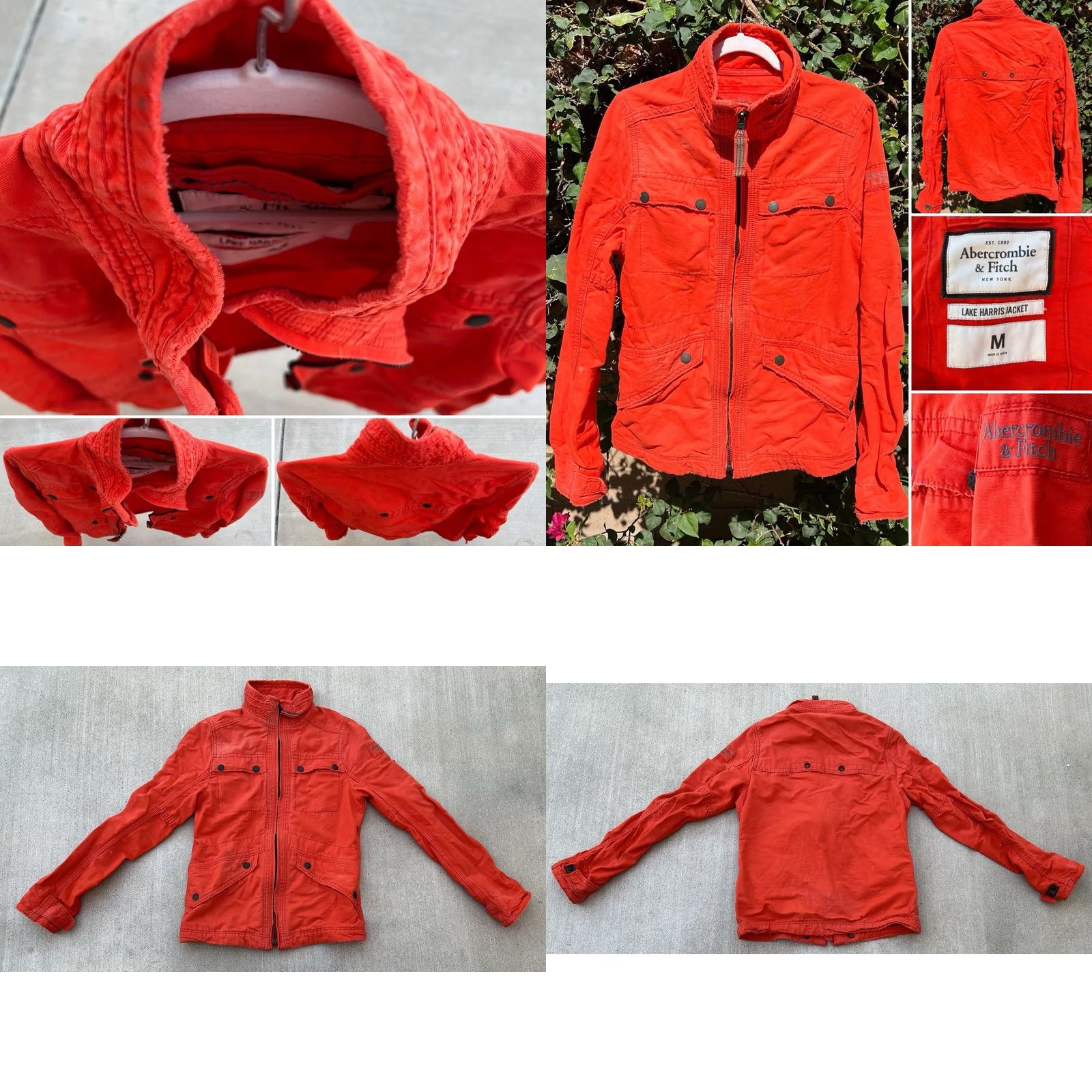 Abercrombie & Fitch Abercrombie & Fitch Orange Military Moto Utility Jacket Mens M Size US M / EU 48-50 / 2 - 9 Thumbnail