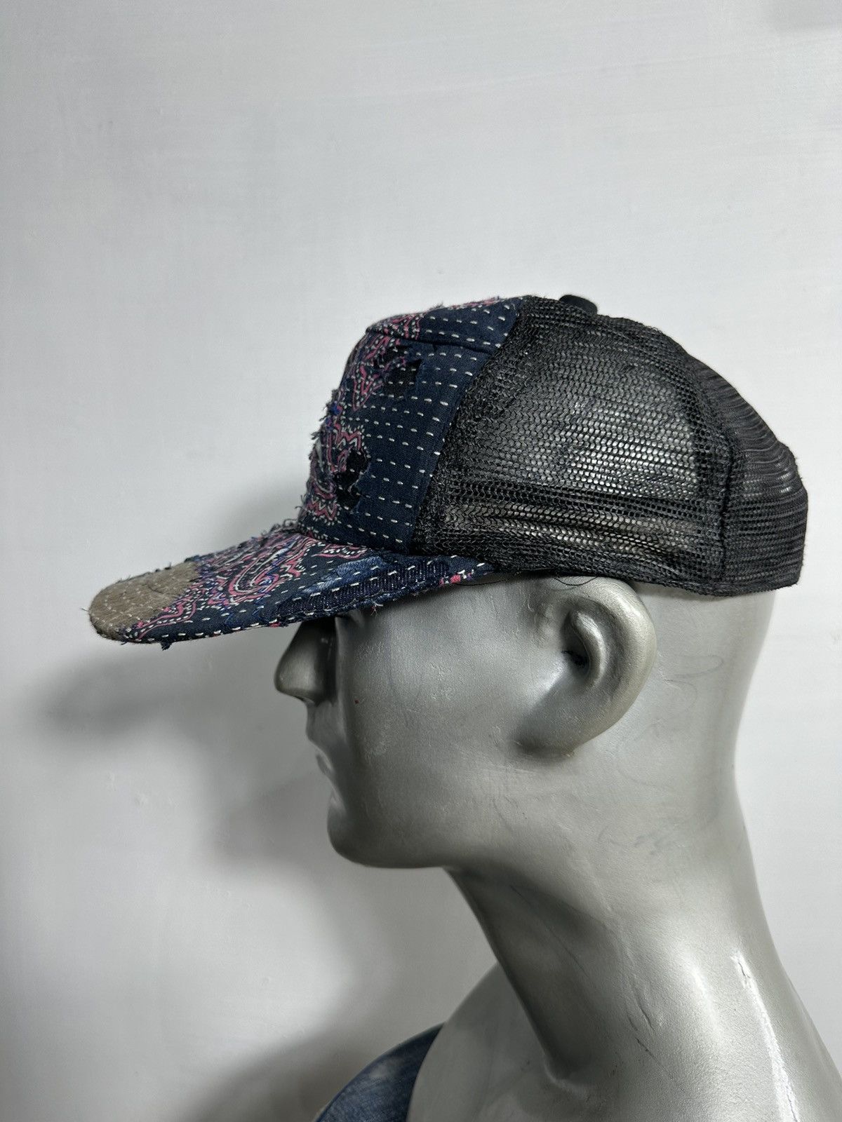 Handmade Custom Made Distressed Paisley Patchwork Boro Trucker hats Size ONE SIZE - 12 Thumbnail