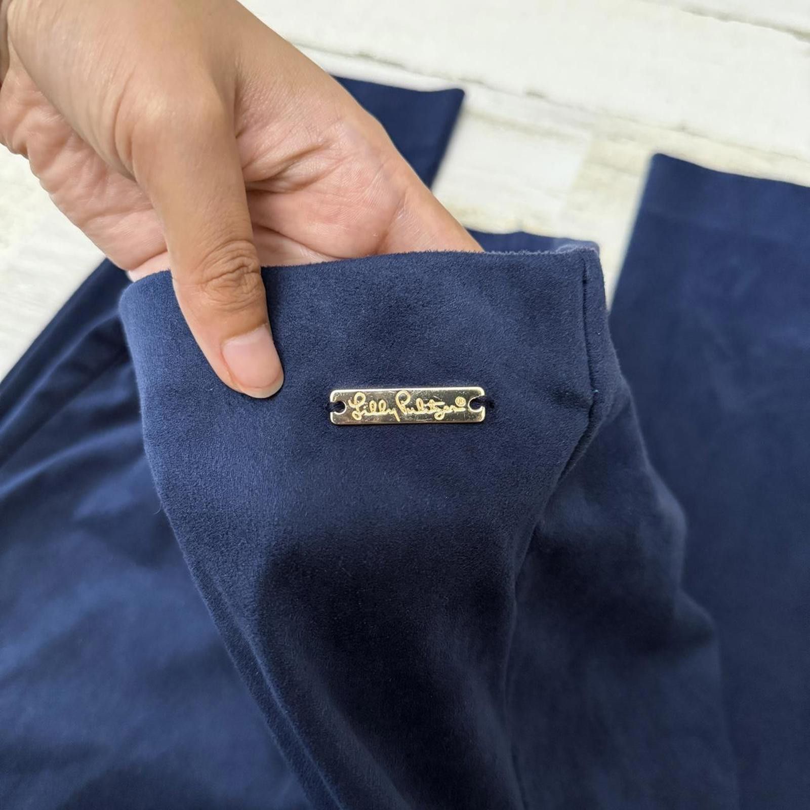 Designer Navy blue velour Lily Pulizter Leggings Size 32" / US 10 / IT 46 - 3 Thumbnail