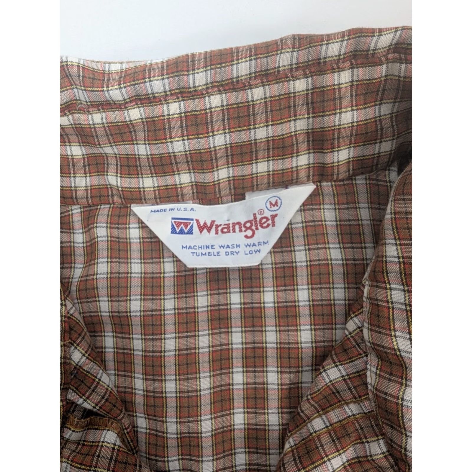 Wrangler VINTAGE Wrangler Shirt Western Plaid Corduroy Lightweight M USA Brown Knit? Size M / US 6-8 / IT 42-44 - 7 Thumbnail