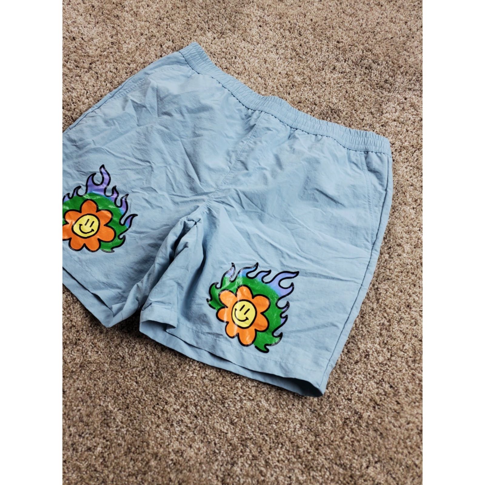 Vintage A.Lab Board Shorts XL Mens Light Blue Nylon Pockets Drawstring Quick Dry Swim Bottom Size US 36 / EU 52 - 2 Thumbnail