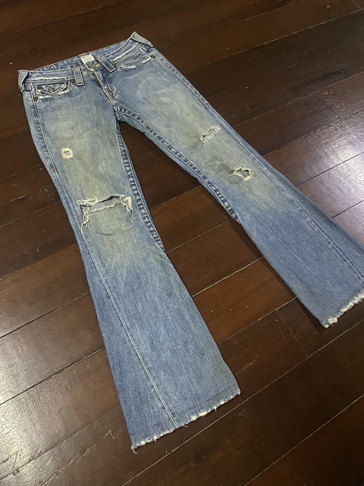 True Religion × Vintage Vintage True Religion Flare Bootcut distressed low rise Size 31" - 2 Thumbnail