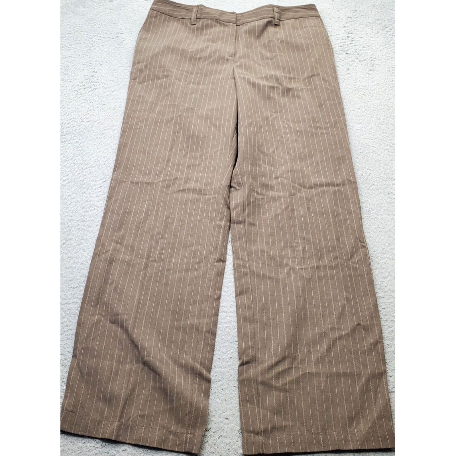 J. Jill J. Jill Dress Pants Womens Size 14 Brown Pinstripe Low Waist Stretch Relaxed Fit Pants Size 36" / US 14 / IT 50 - 2 Thumbnail