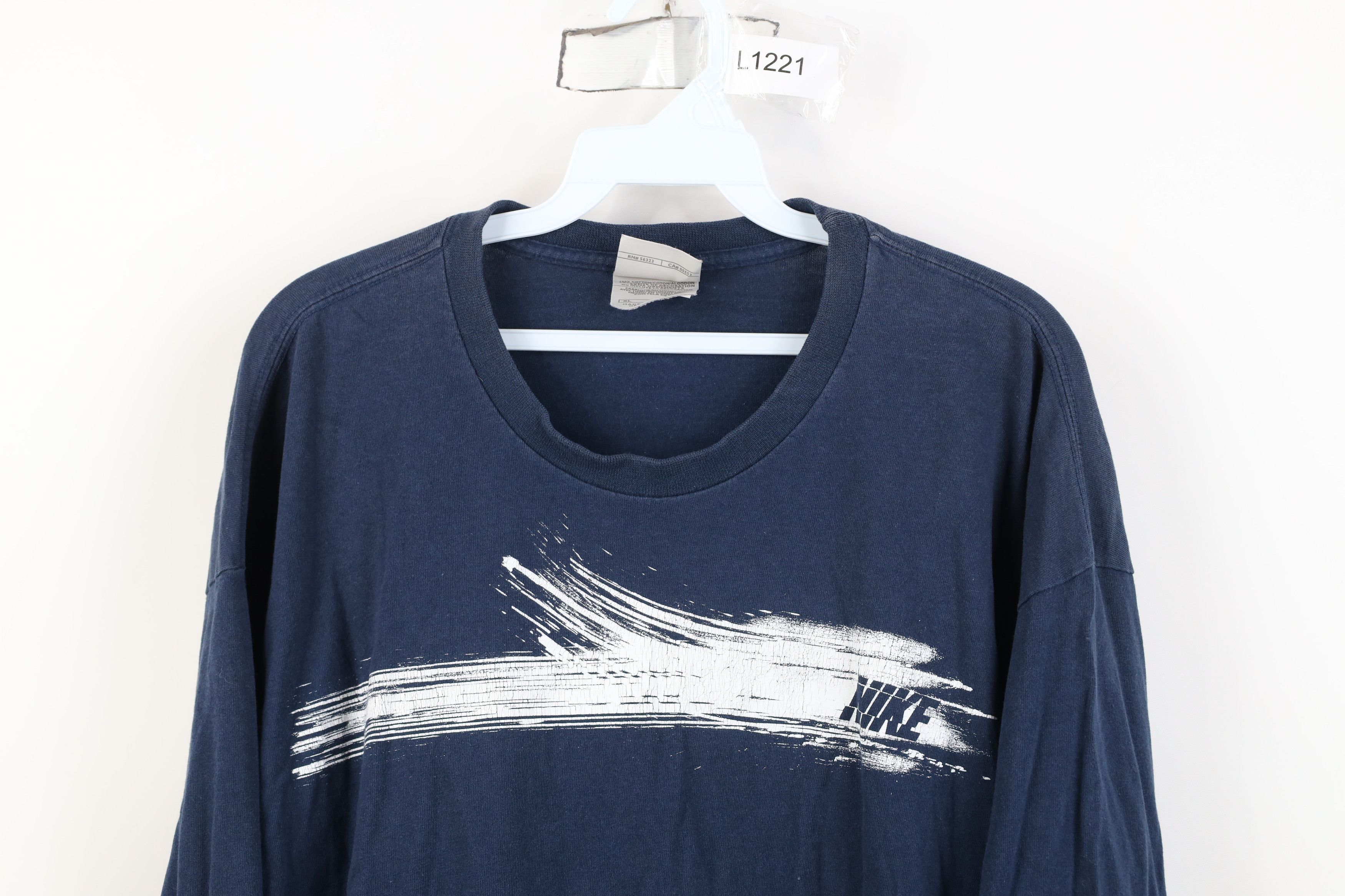 Nike Vintage Y2K Nike Spell Paint Brush Long Sleeve T-Shirt Blue Size US XL / EU 56 / 4 - 2 Thumbnail