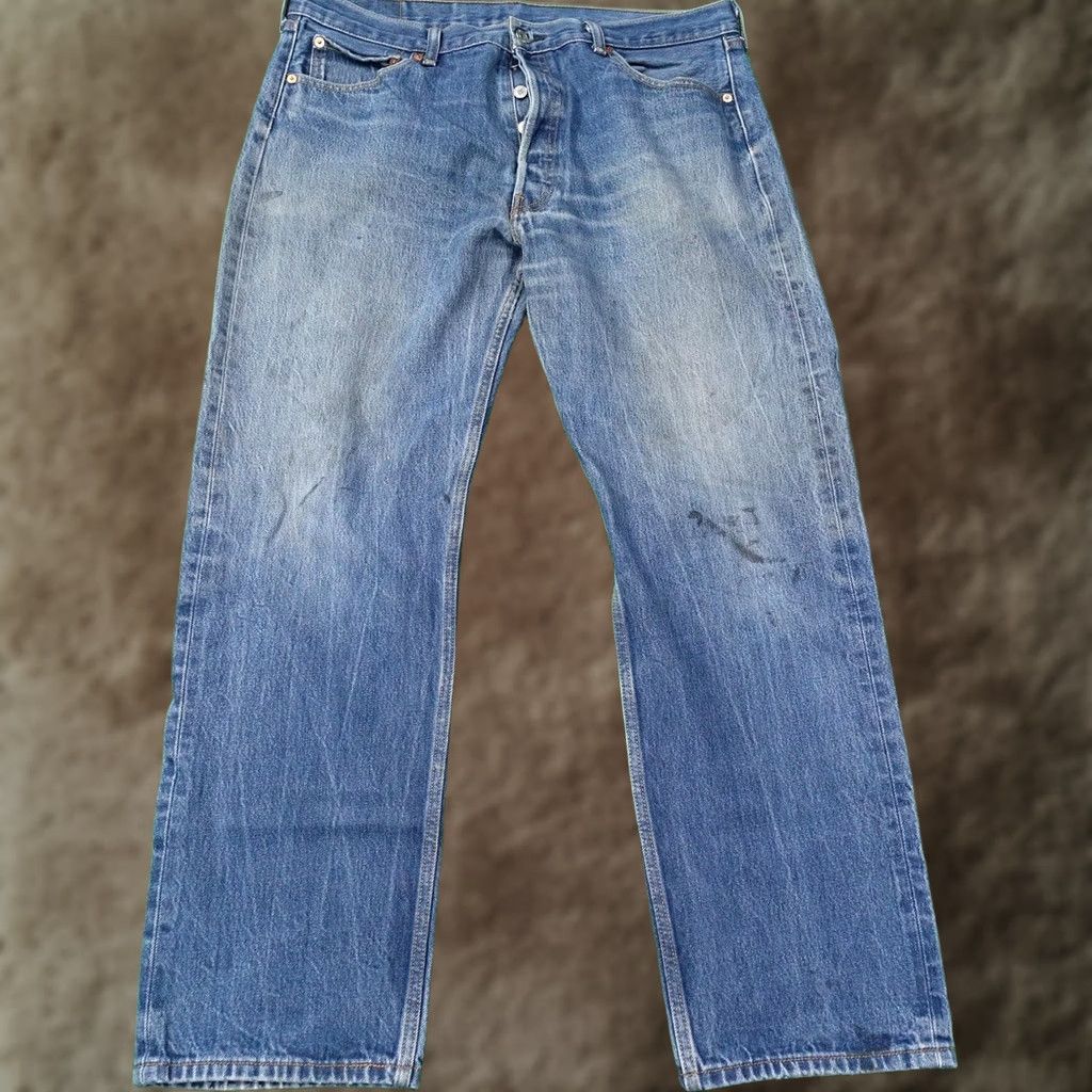 Levi's Levi's 501 Jeans Mens 38 Regular Inseam 30 Blue Distressed Button Fly Straight Denim Pants Size US 38 / EU 54 - 1 Thumbnail