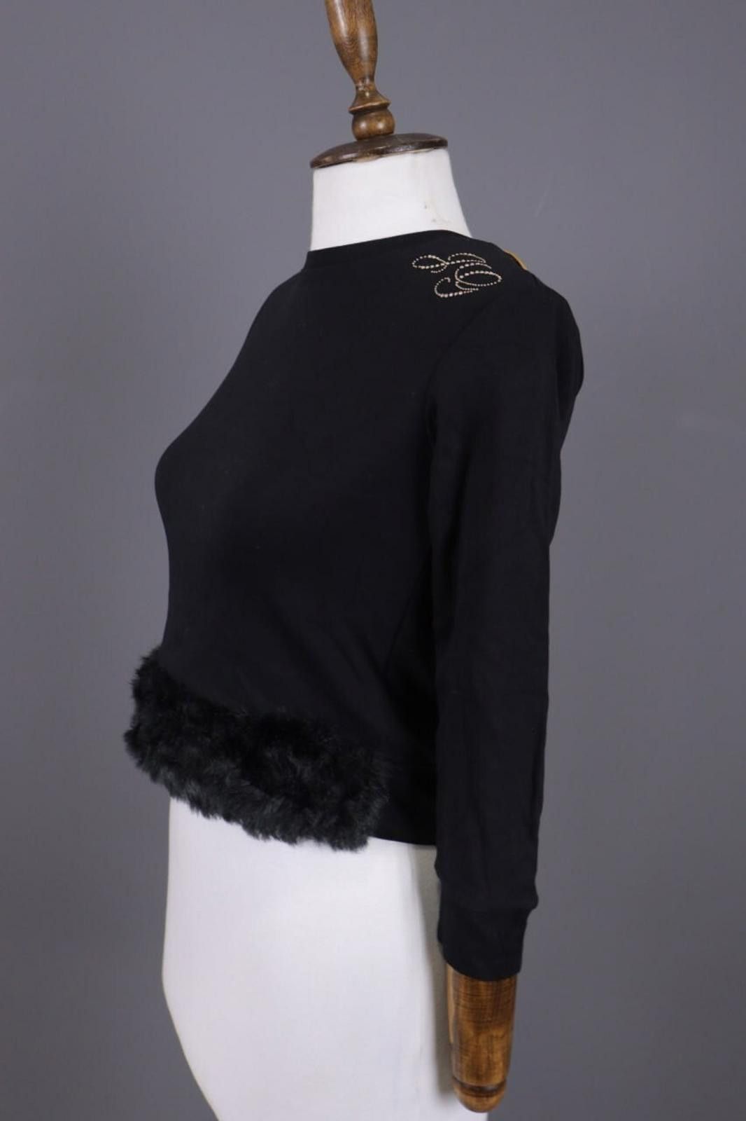 John Galliano Kids John Galliano Black Faux Fur Cropped Sweater Size 10 Size L / US 10 / IT 46 - 6 Thumbnail
