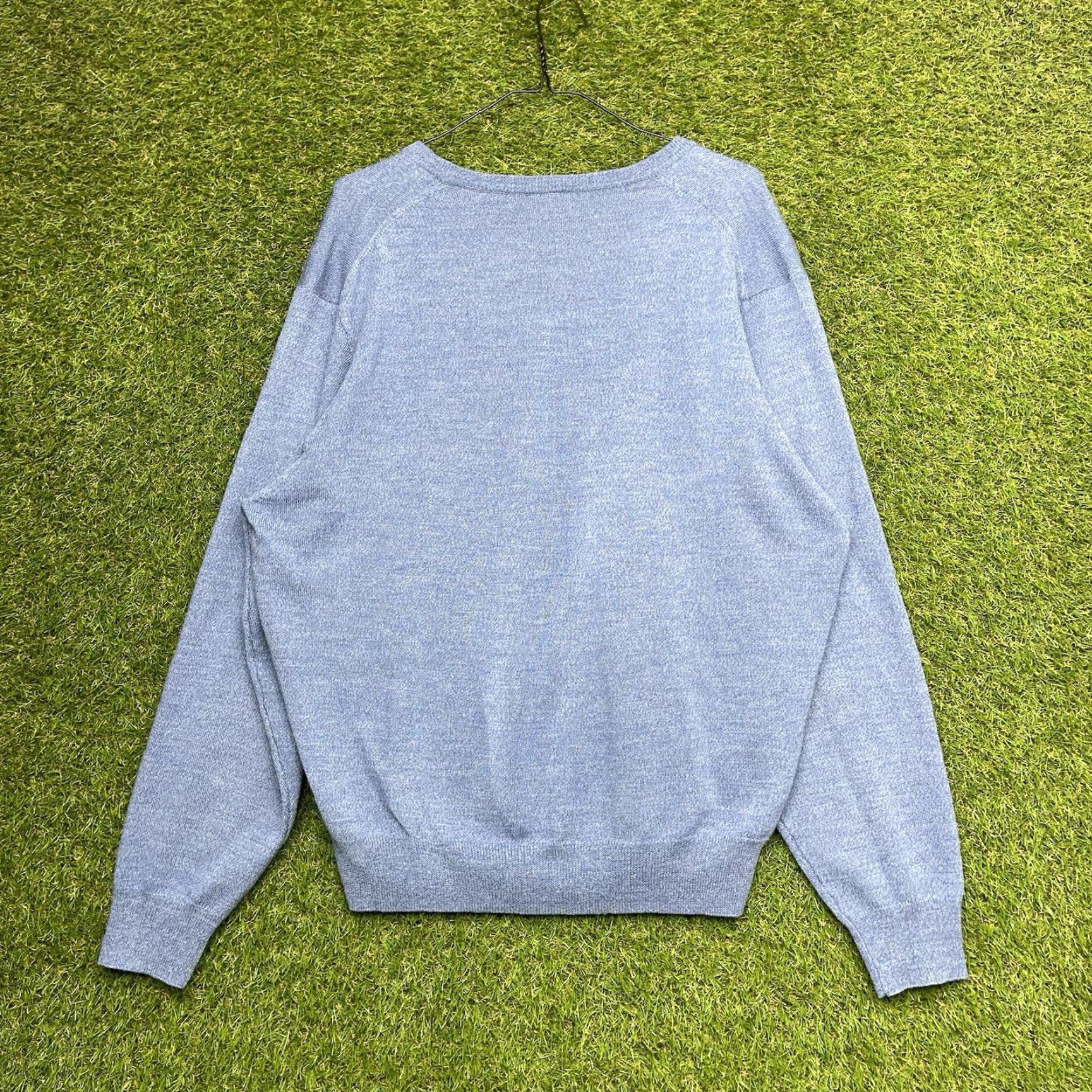 Jos. A. Bank Jos. A. Bank Travel Sweater Mens Large Pullover V-Neck 100% Merino Wool Blue, Preppy Knit Size US L / EU 52-54 / 3 - 2 Thumbnail