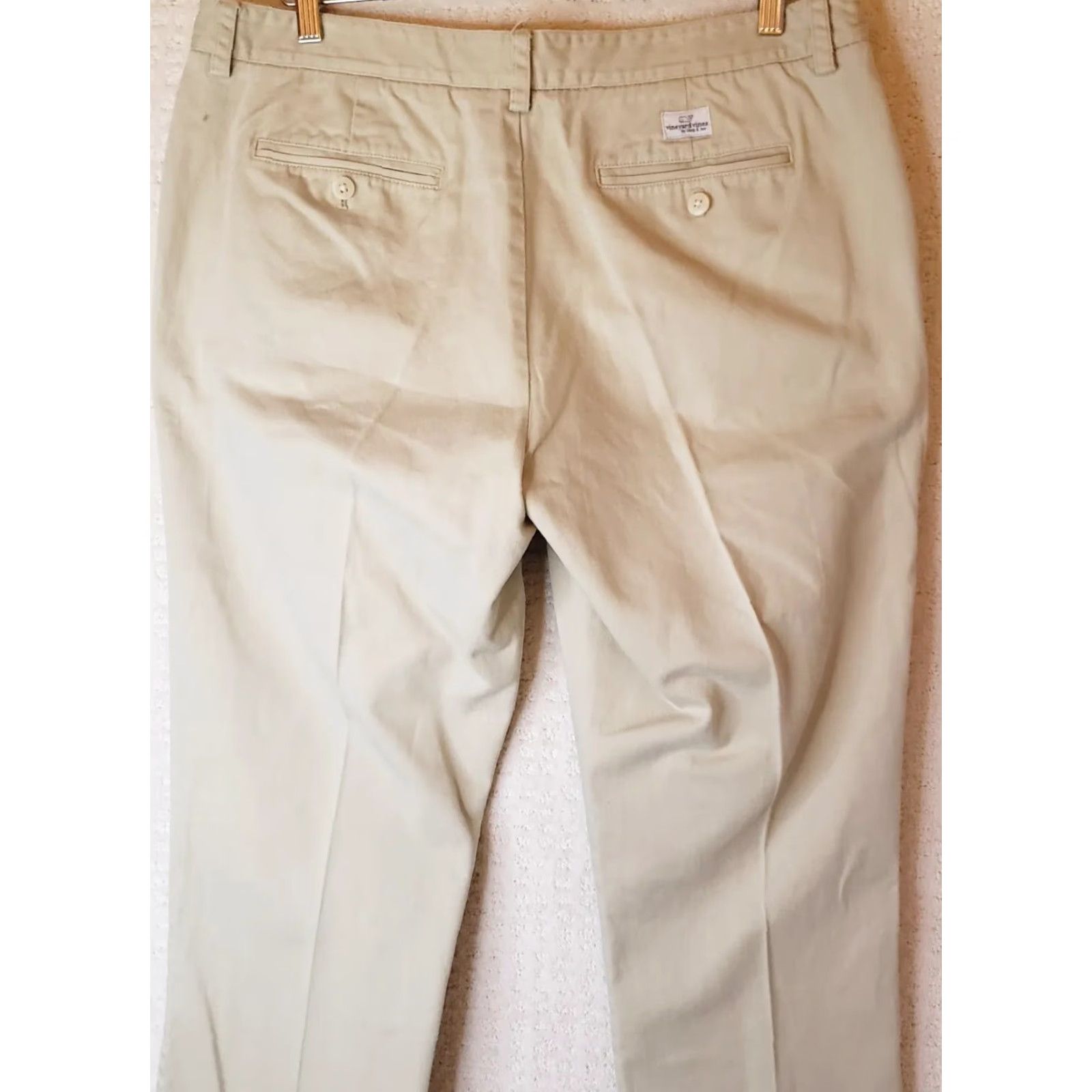 Vineyard Vines Vineyard Vines Pants Mens 36x32 Tan Flat Front Slim Fit Club Pant Chino Beige Solid Canvas 32in Inseam Mens Size US 36 / EU 52 - 7 Thumbnail
