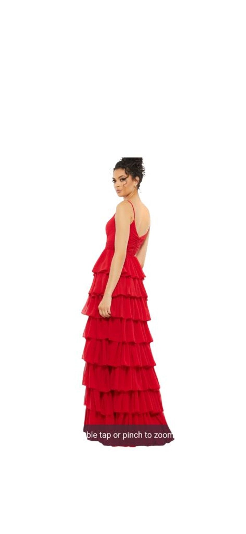 Mac Duggal IEENA for MAC DUGGAL Red Tiered Ruffle Maxi Dress Size 10 Size L / US 10 / IT 46 - 10 Thumbnail