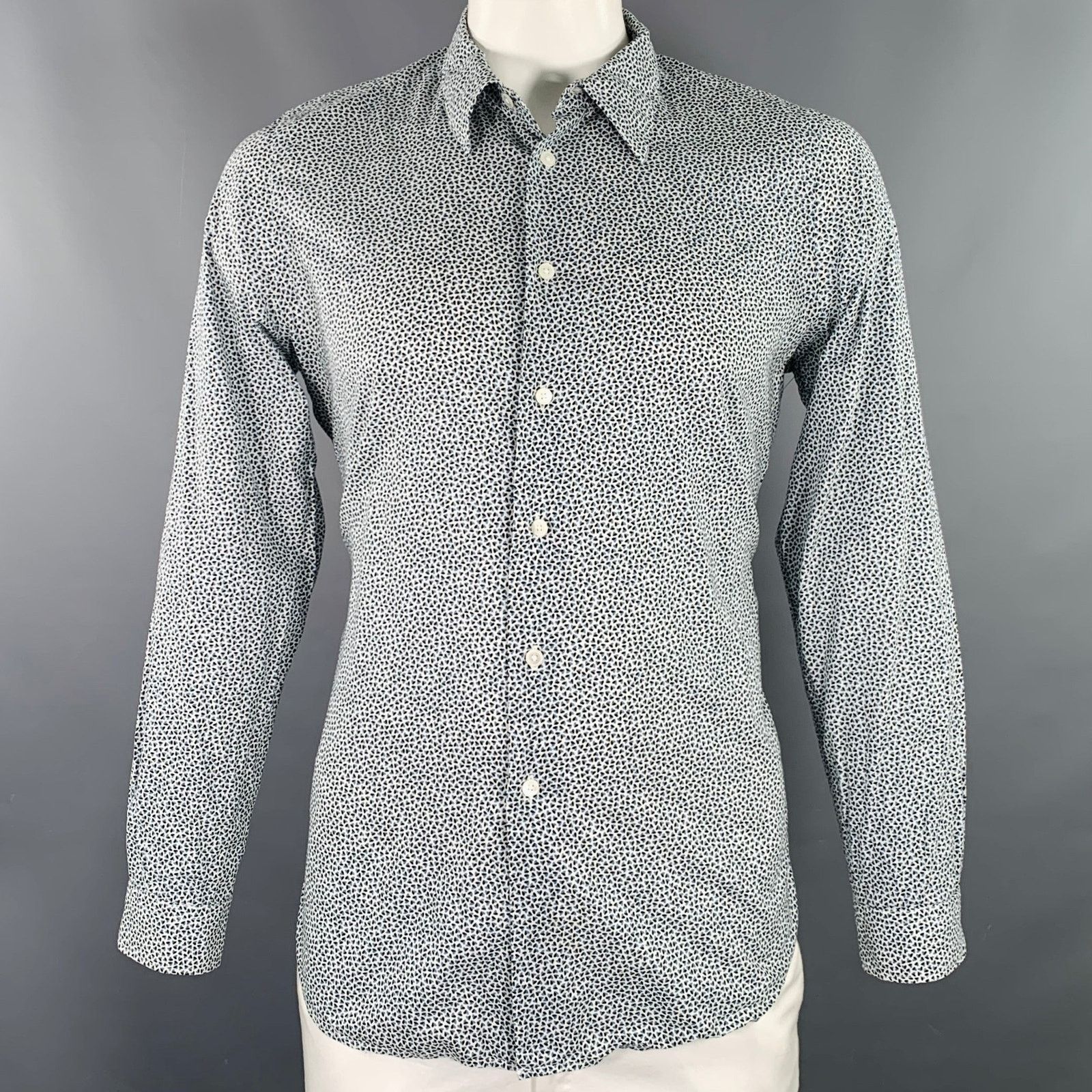 Paul Smith Size XL White Black Blue Hearts Cotton Long Sleeve Shirt Size US XL / EU 56 / 4 - 1 Thumbnail